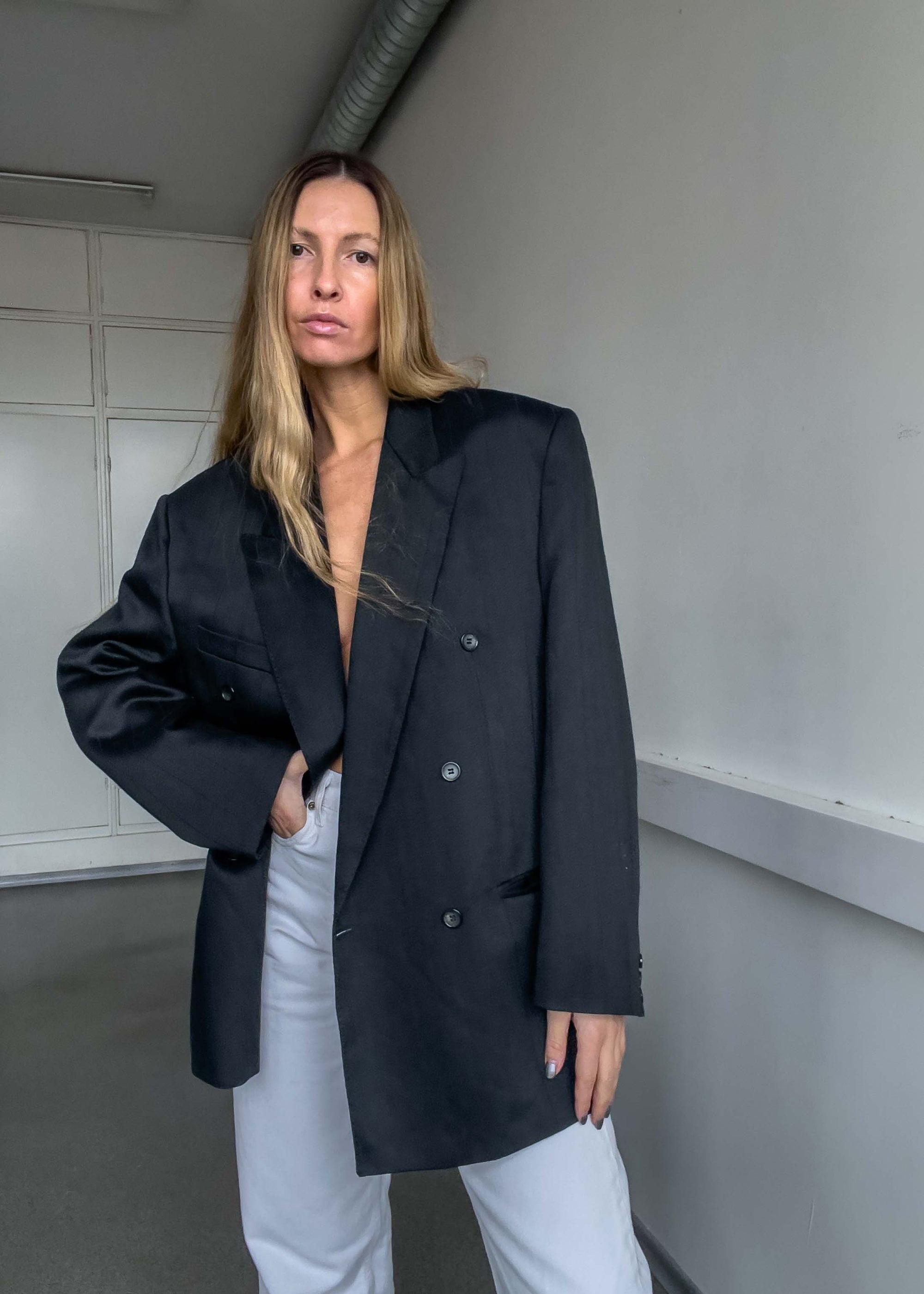 Vintage Dark Green Oversized Double Breasted Blazer