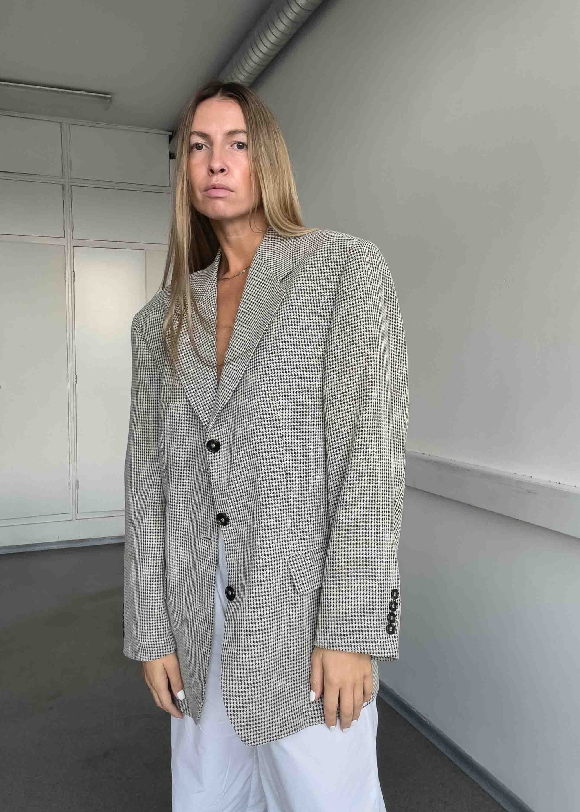Vintage Checked Oversized Blazer