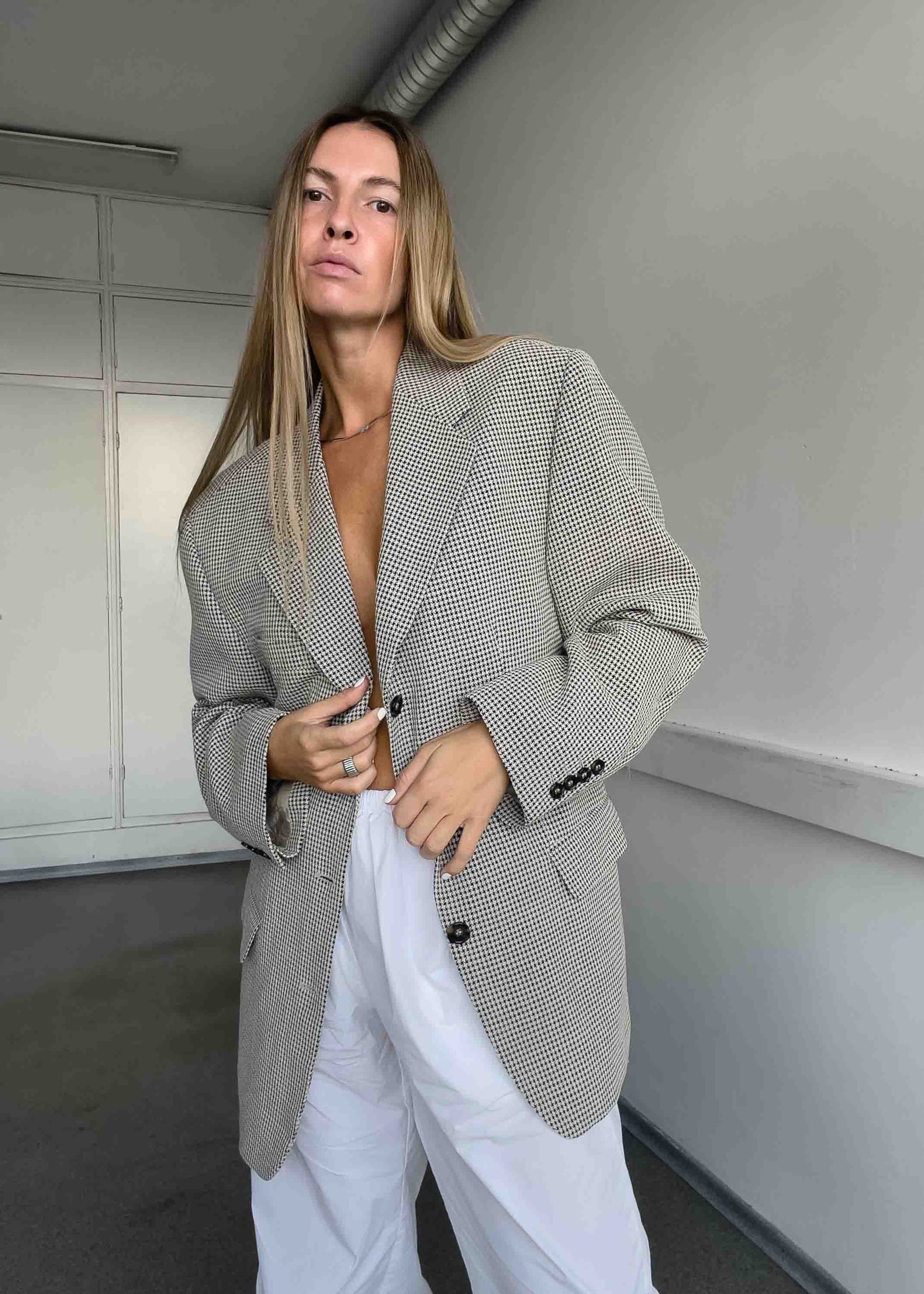 Vintage Checked Oversized Blazer