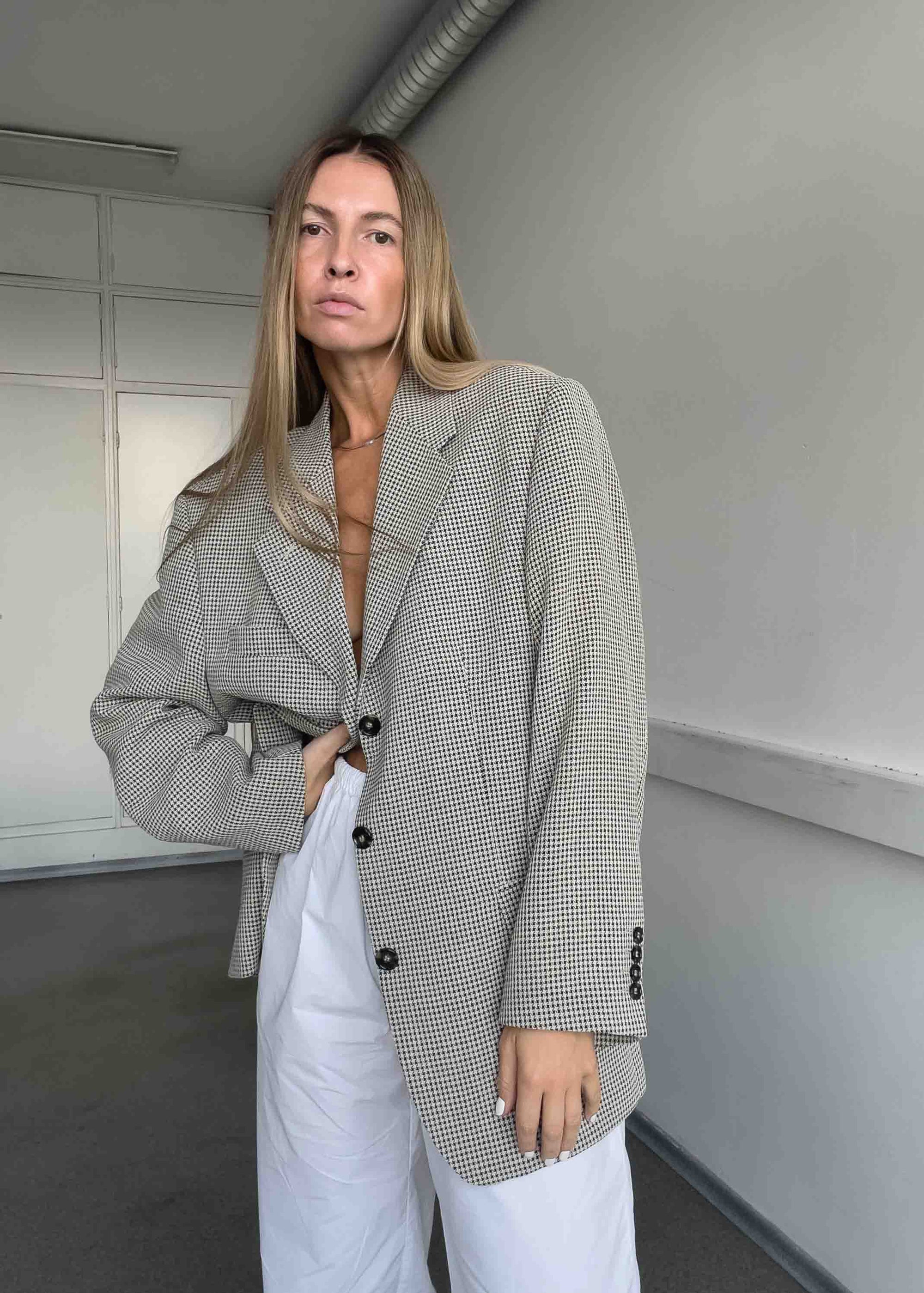 Vintage Checked Oversized Blazer