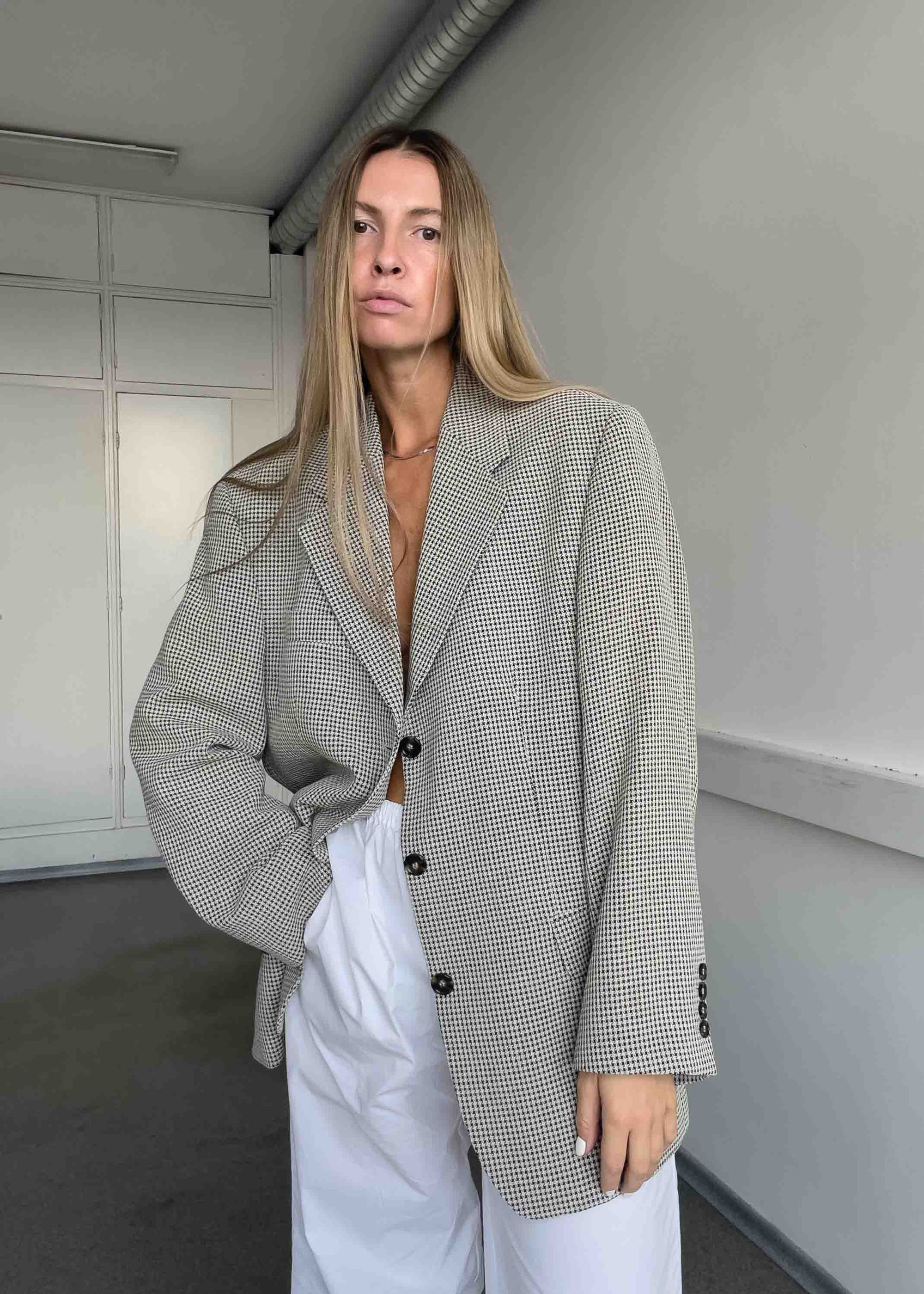 Vintage Checked Oversized Blazer