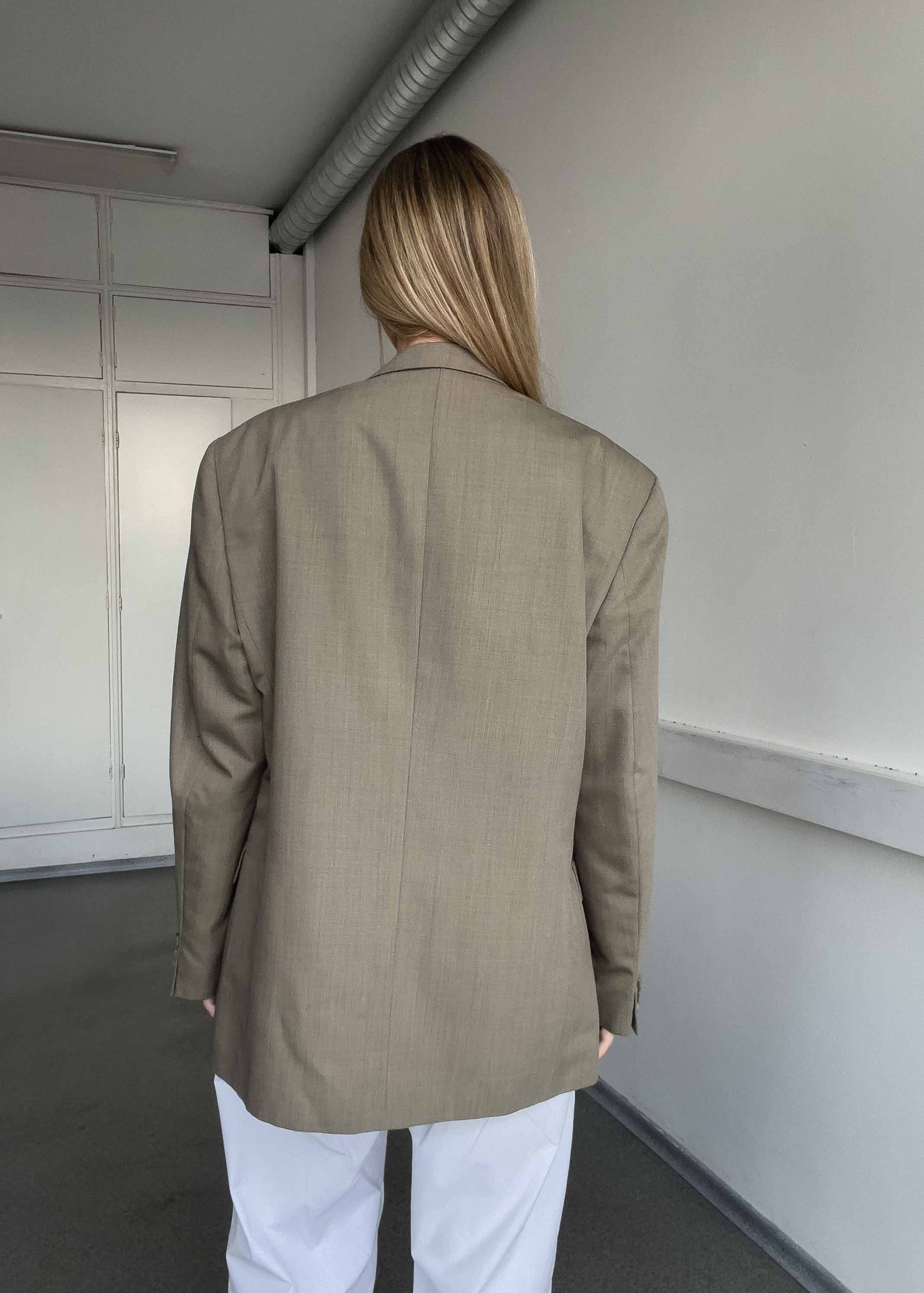 Vintage Grey Oversized Double Breasted Blazer