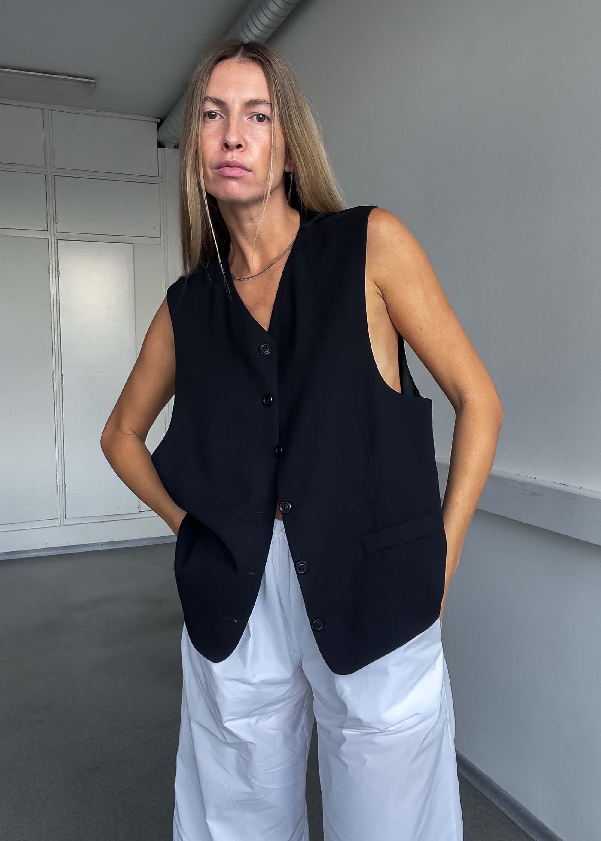 Vintage Black Oversized Classy Vest