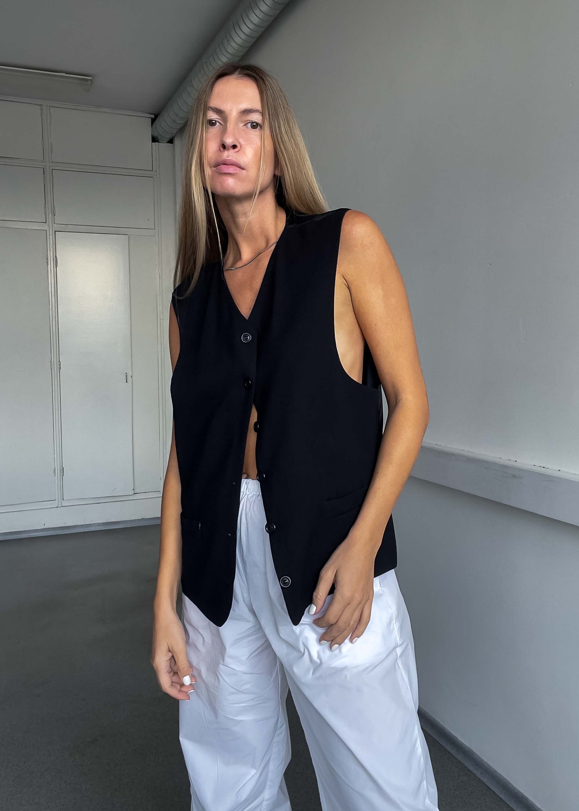 Vintage Black Oversized Classy Vest