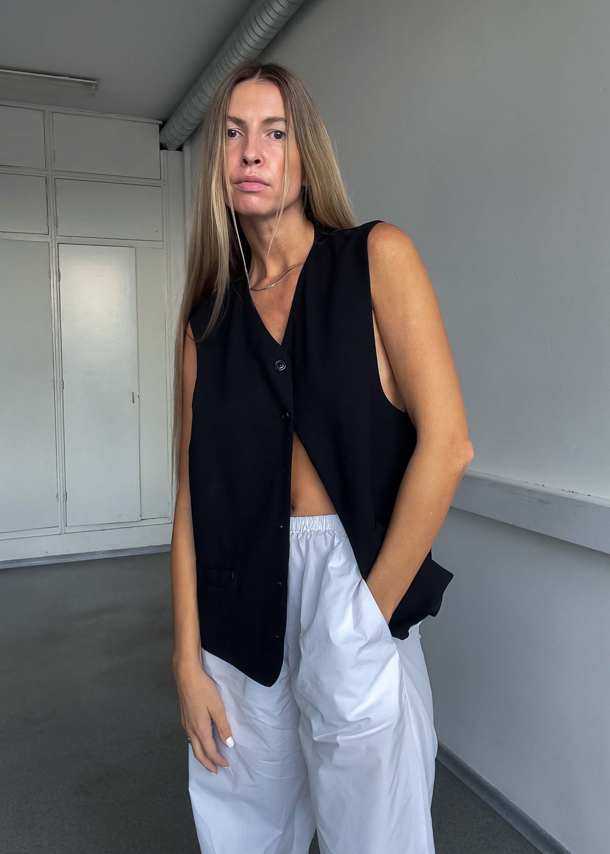 Vintage Black Oversized Classy Vest