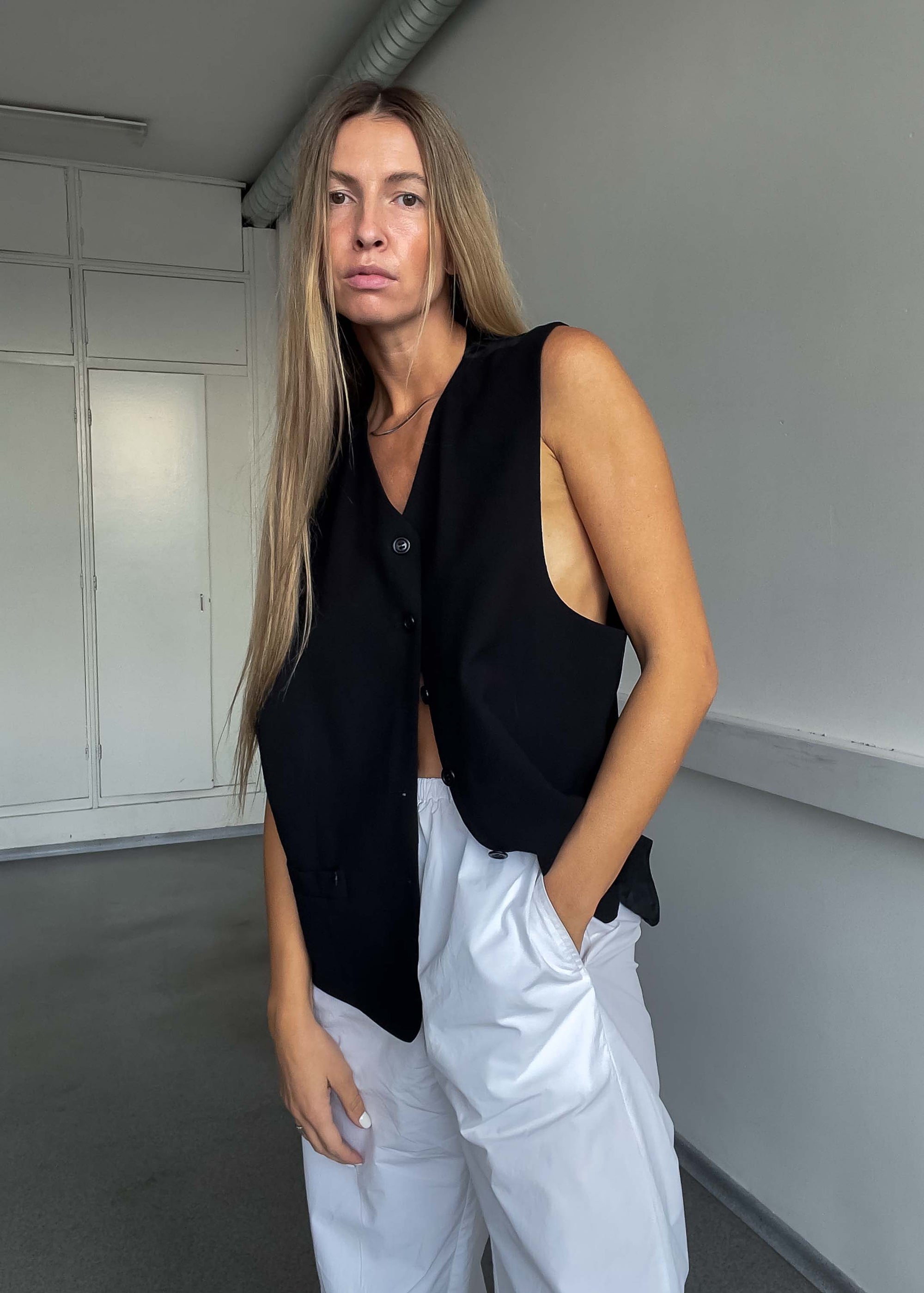 Vintage Black Oversized Classy Vest