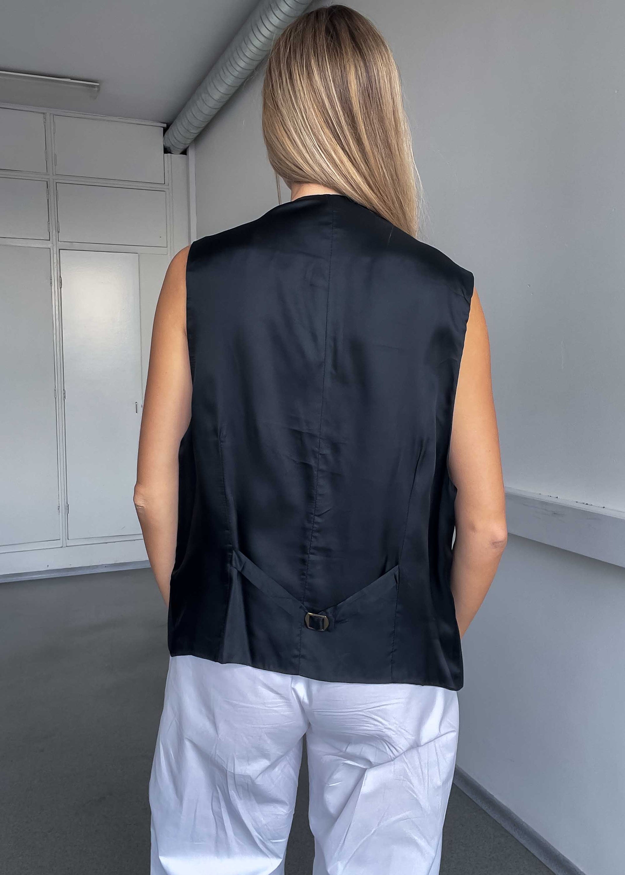 Vintage Black Oversized Classy Vest