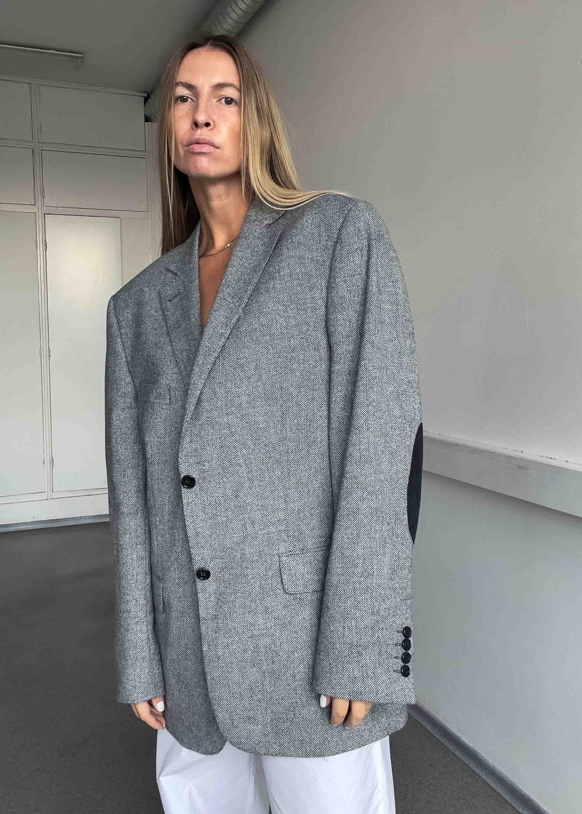 Vintage Grey Oversized Blazer Coat