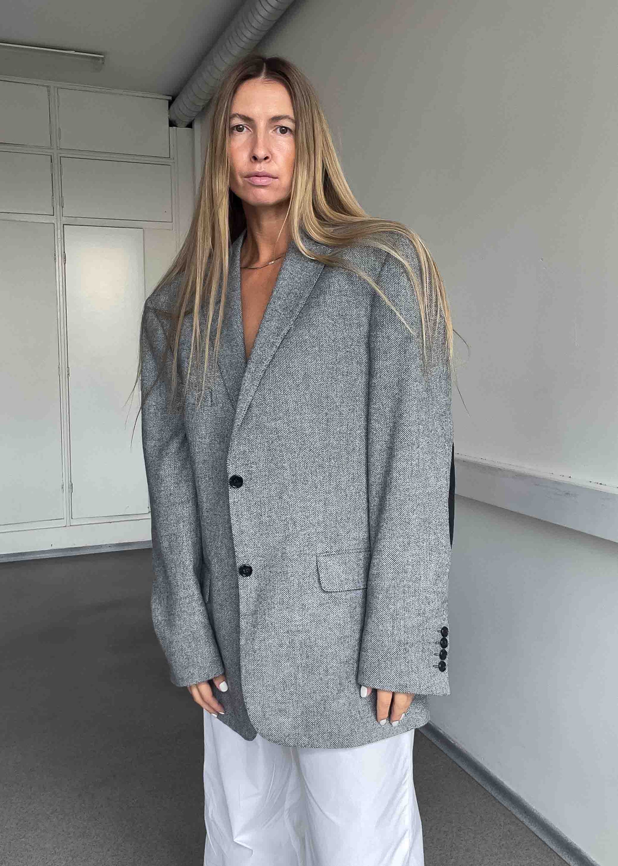 Vintage Grey Oversized Blazer Coat