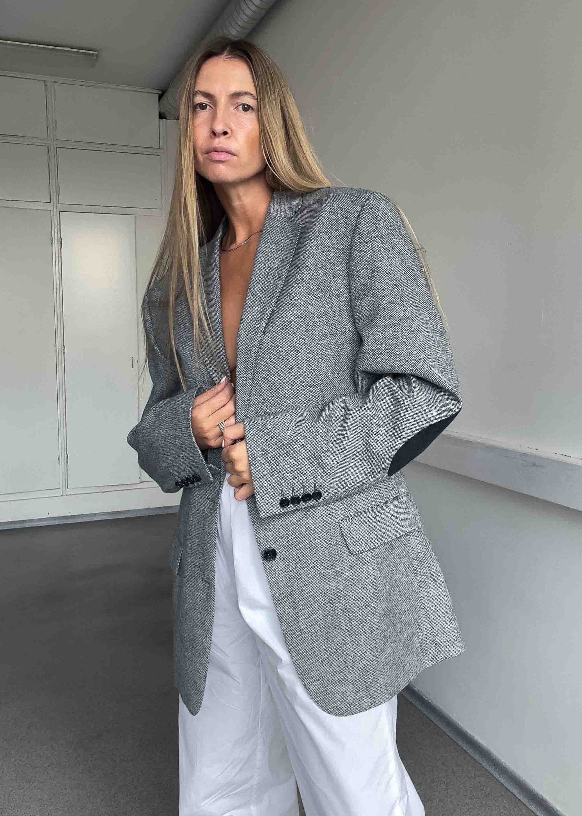 Vintage Grey Oversized Blazer Coat