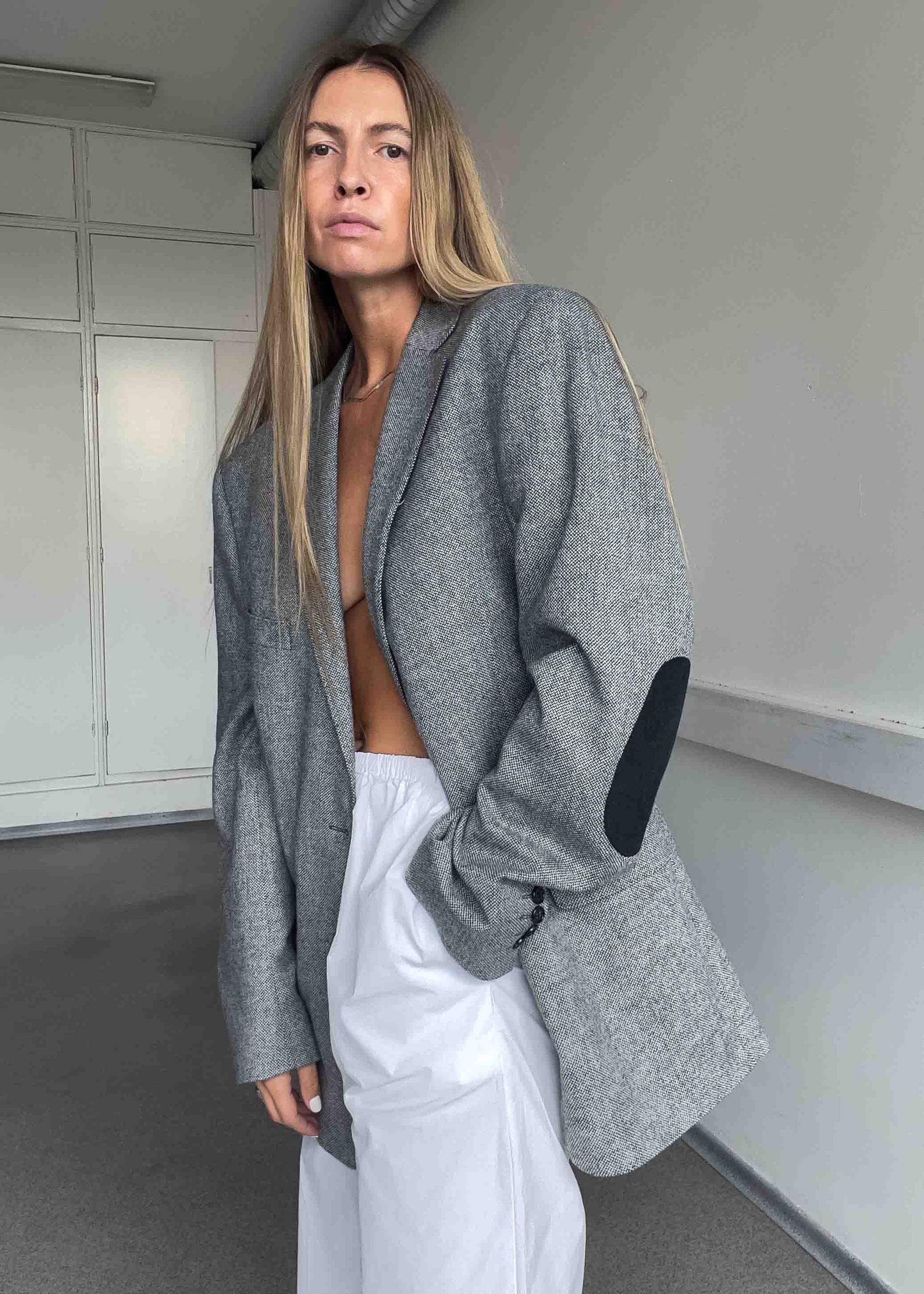 Vintage Grey Oversized Blazer Coat