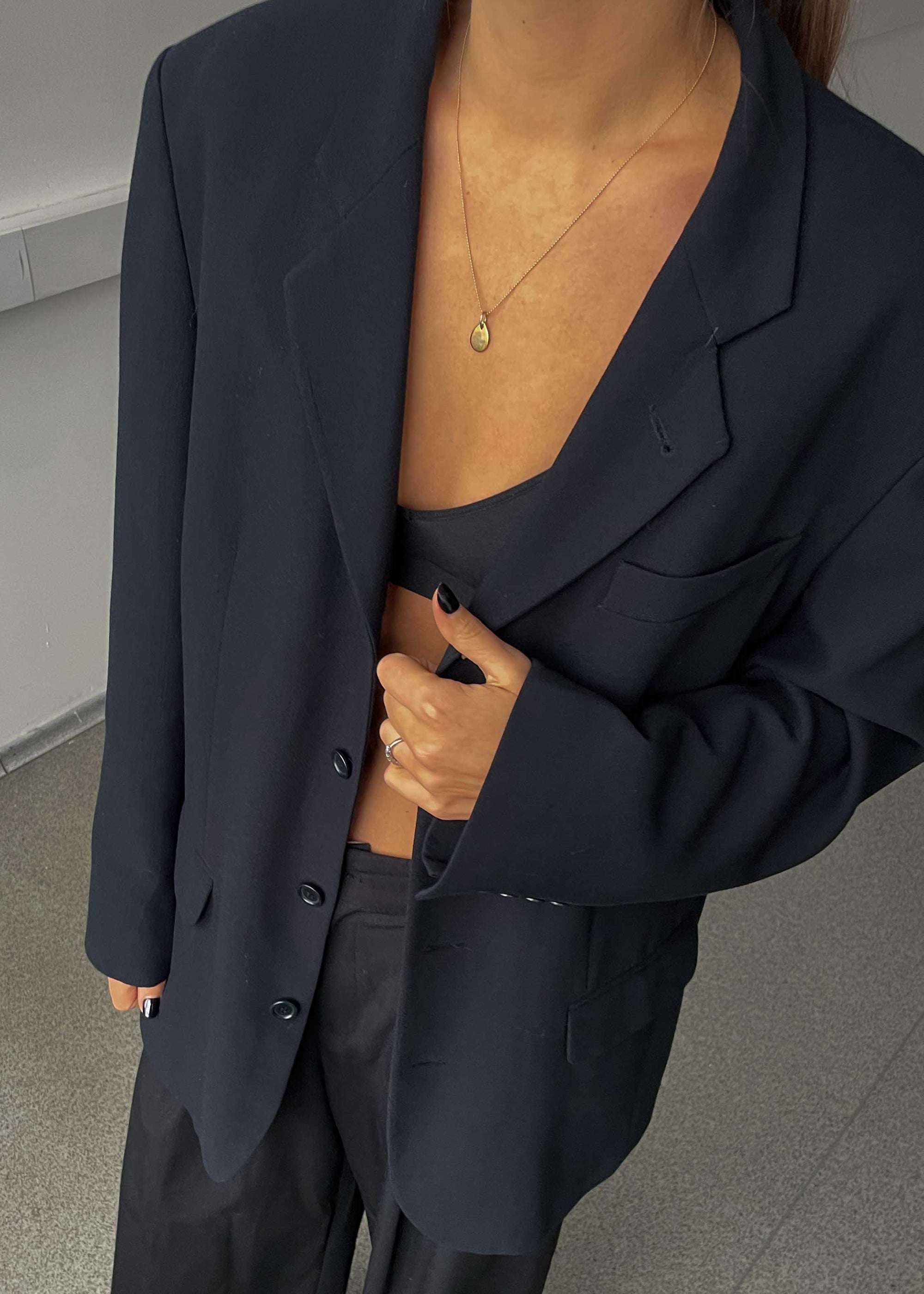 Vintage Navy Blue Oversized Blazer