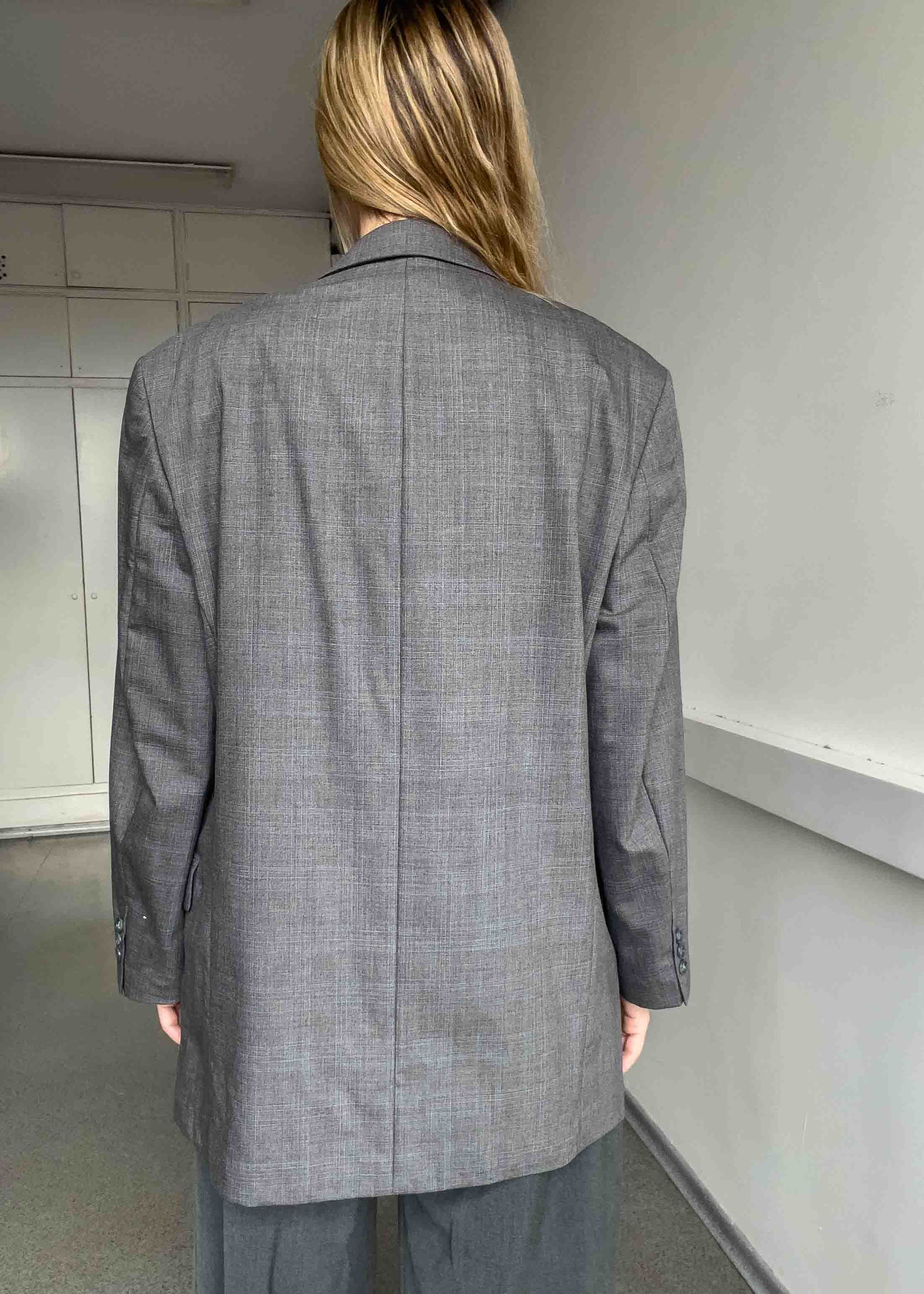 Vintage Grey Oversized Double Breasted Blazer