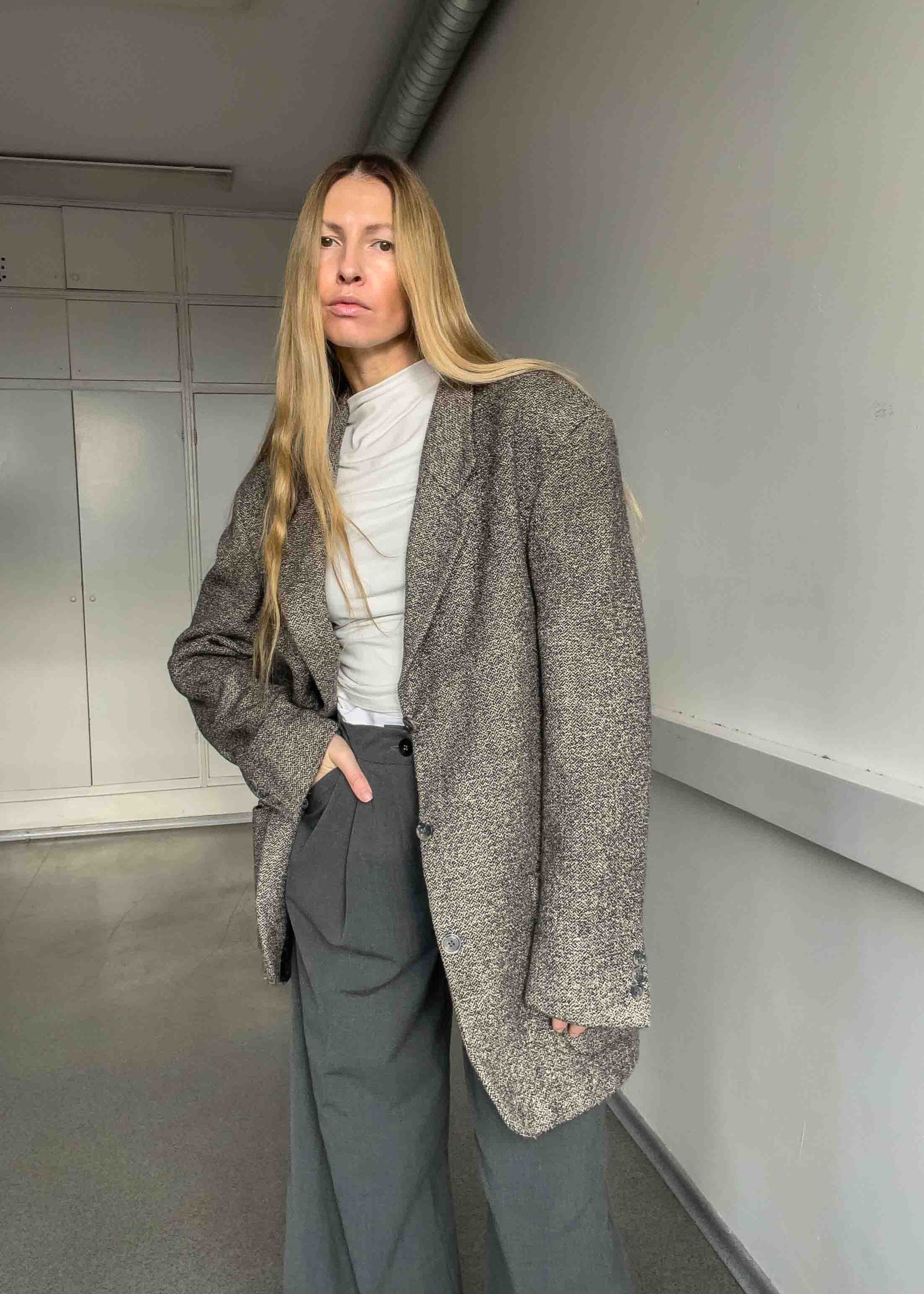 Vintage Grey Oversized Blazer