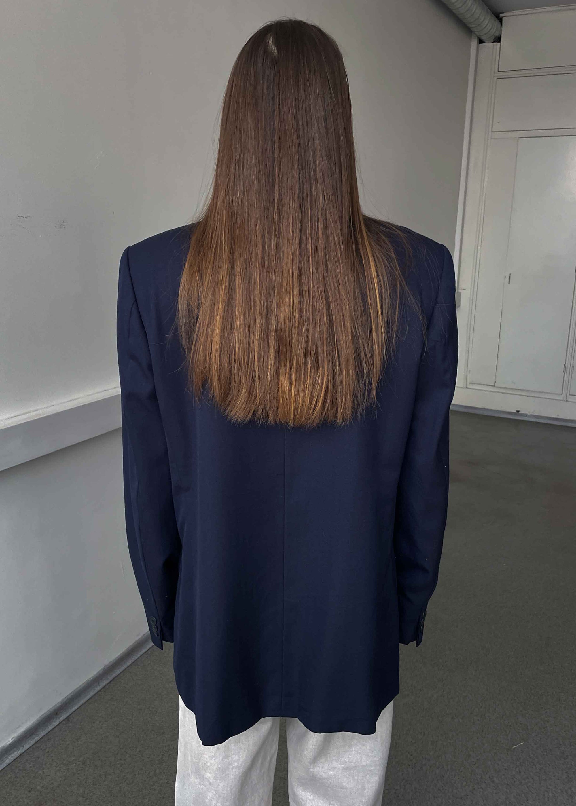 Vintage Navy Blue Oversized Double Breasted Blazer