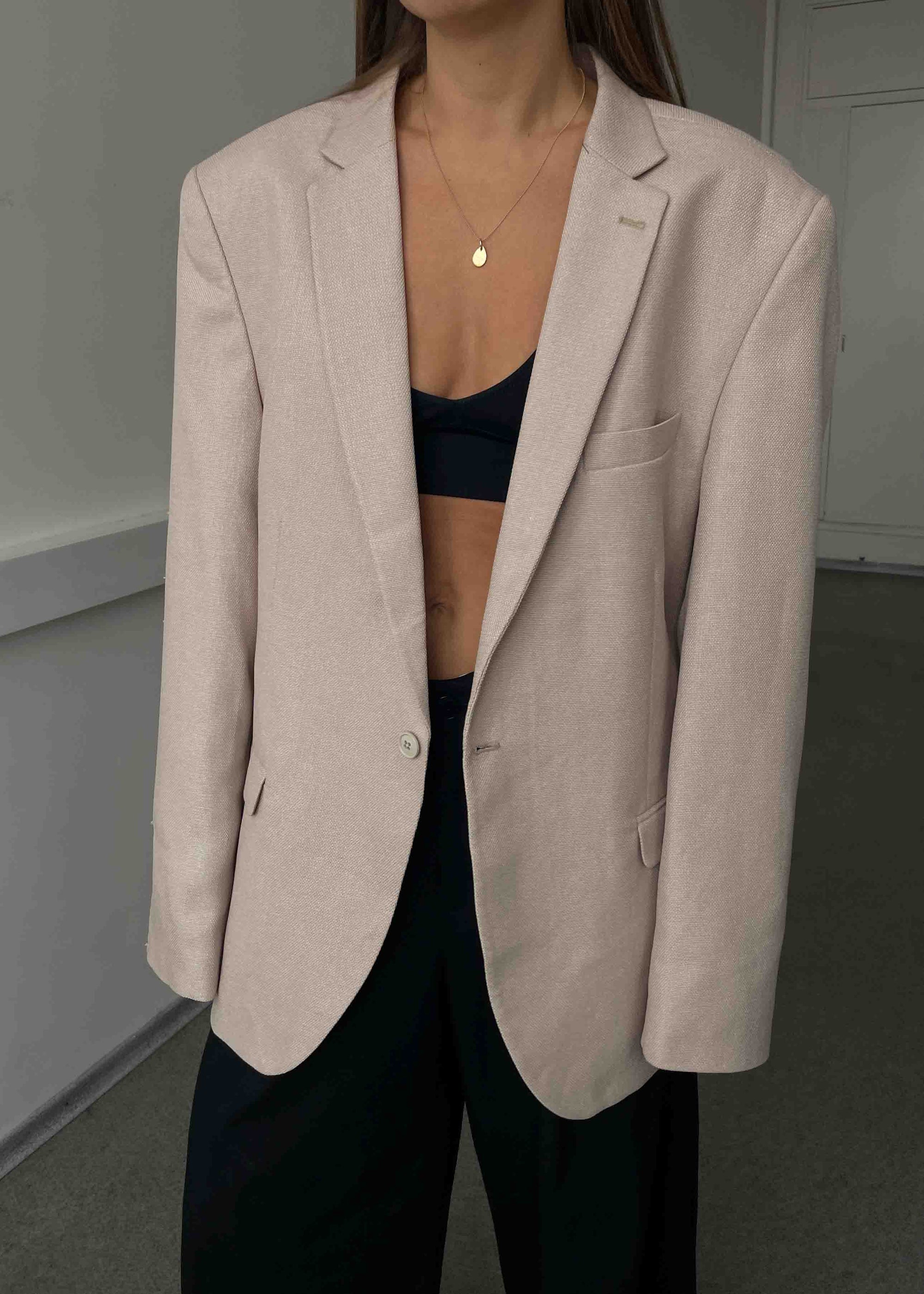 Vintage Beige Oversized Blazer