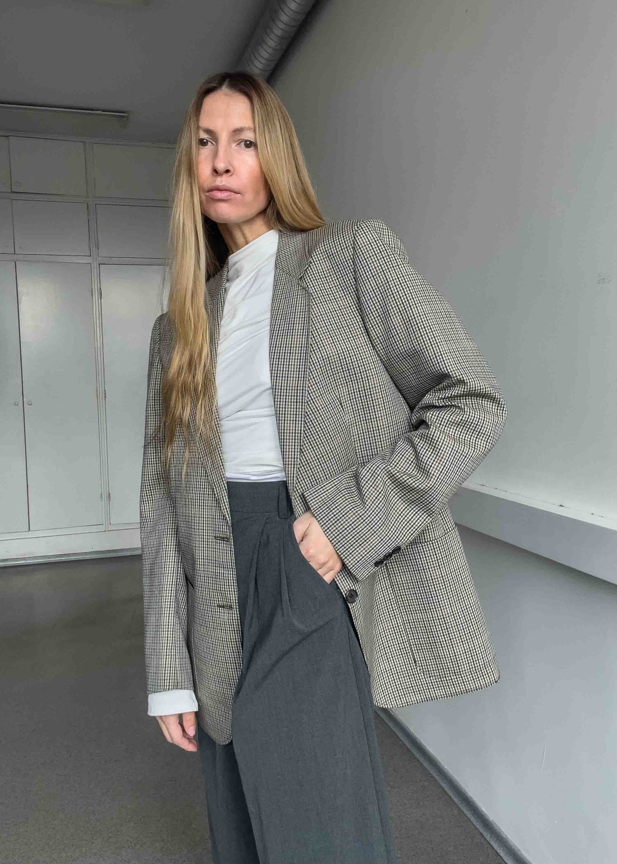 Vintage Checked Oversized Blazer