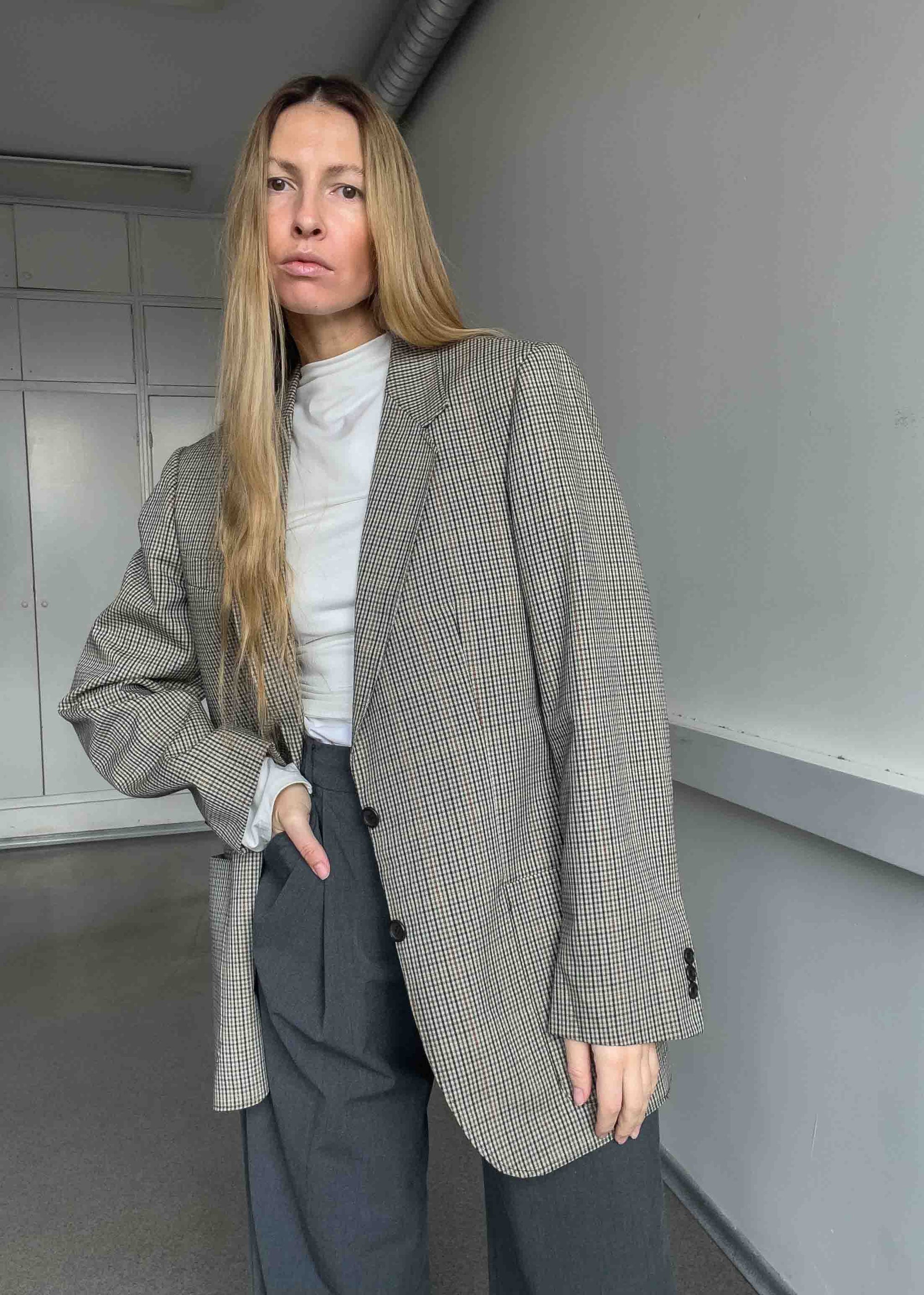 Vintage Checked Oversized Blazer