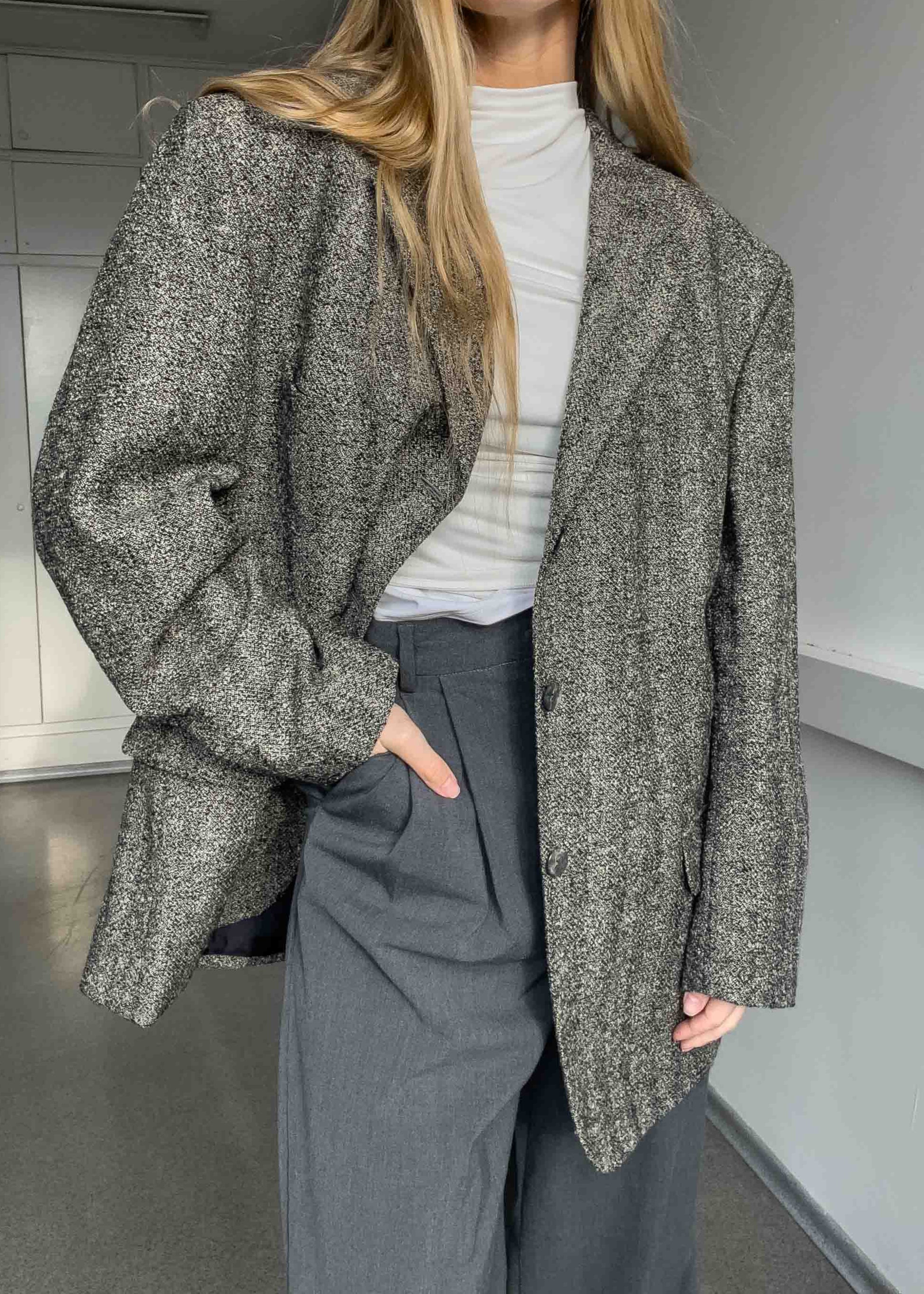 Vintage Grey Oversized Blazer
