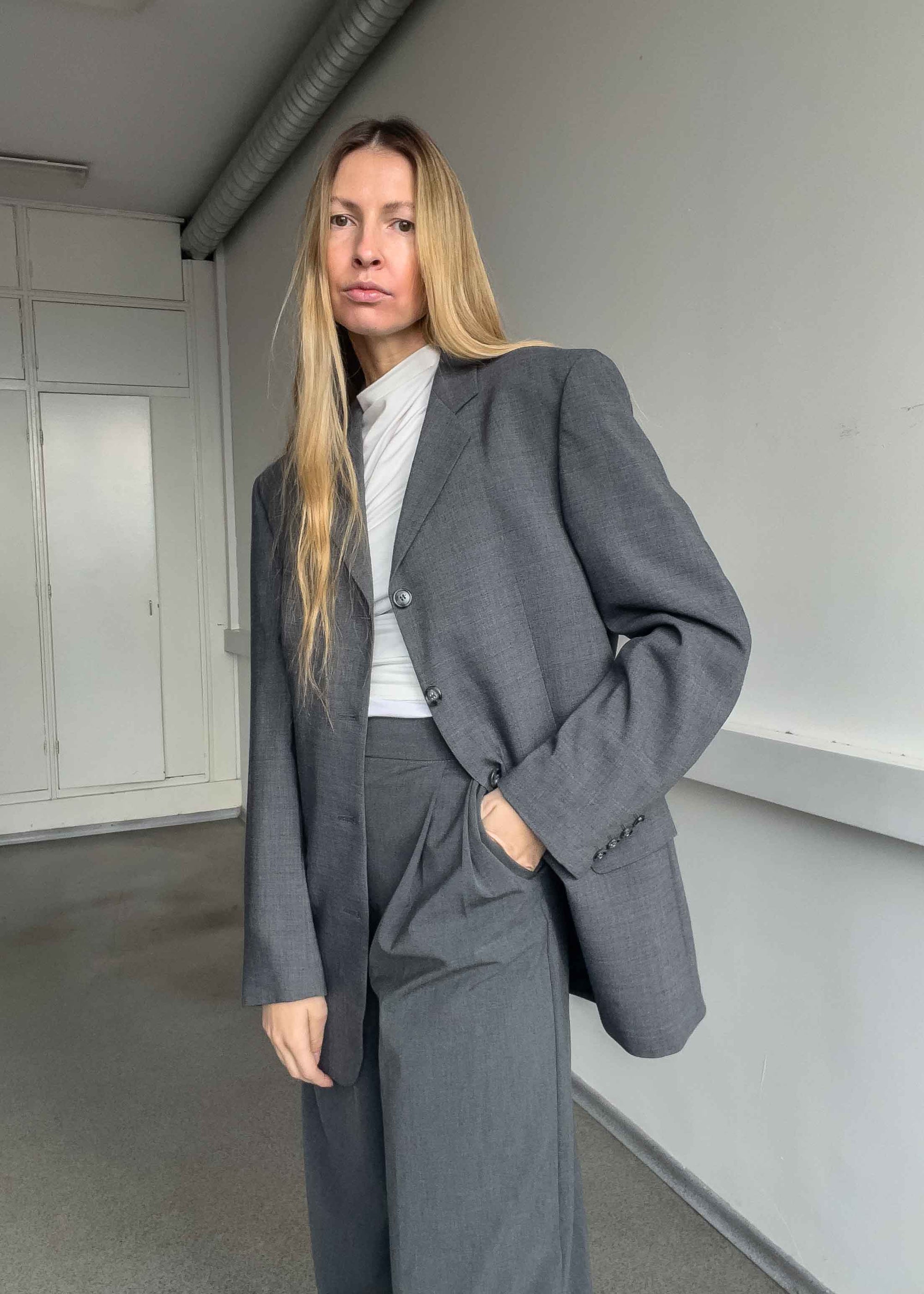 Vintage Grey Oversized Blazer