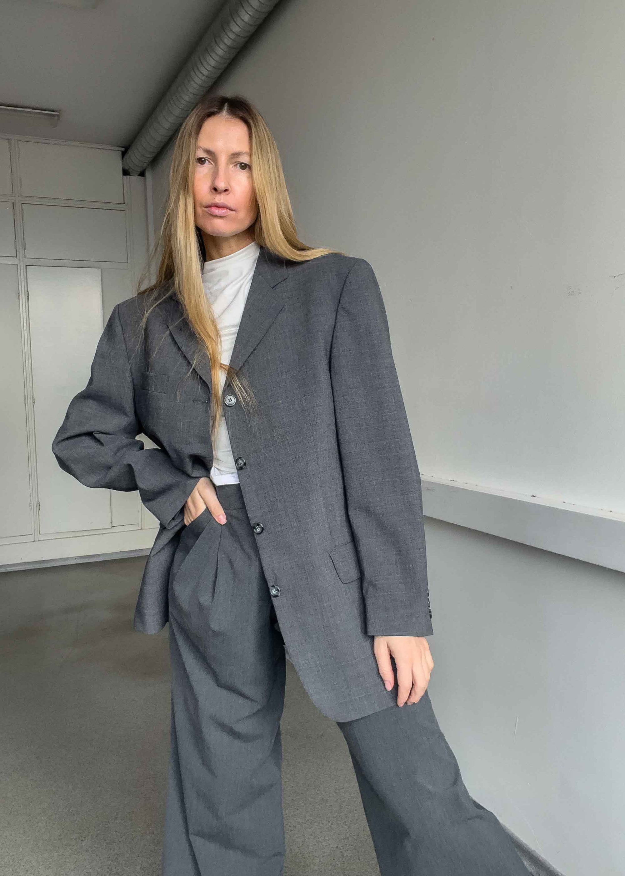 Vintage Grey Oversized Blazer