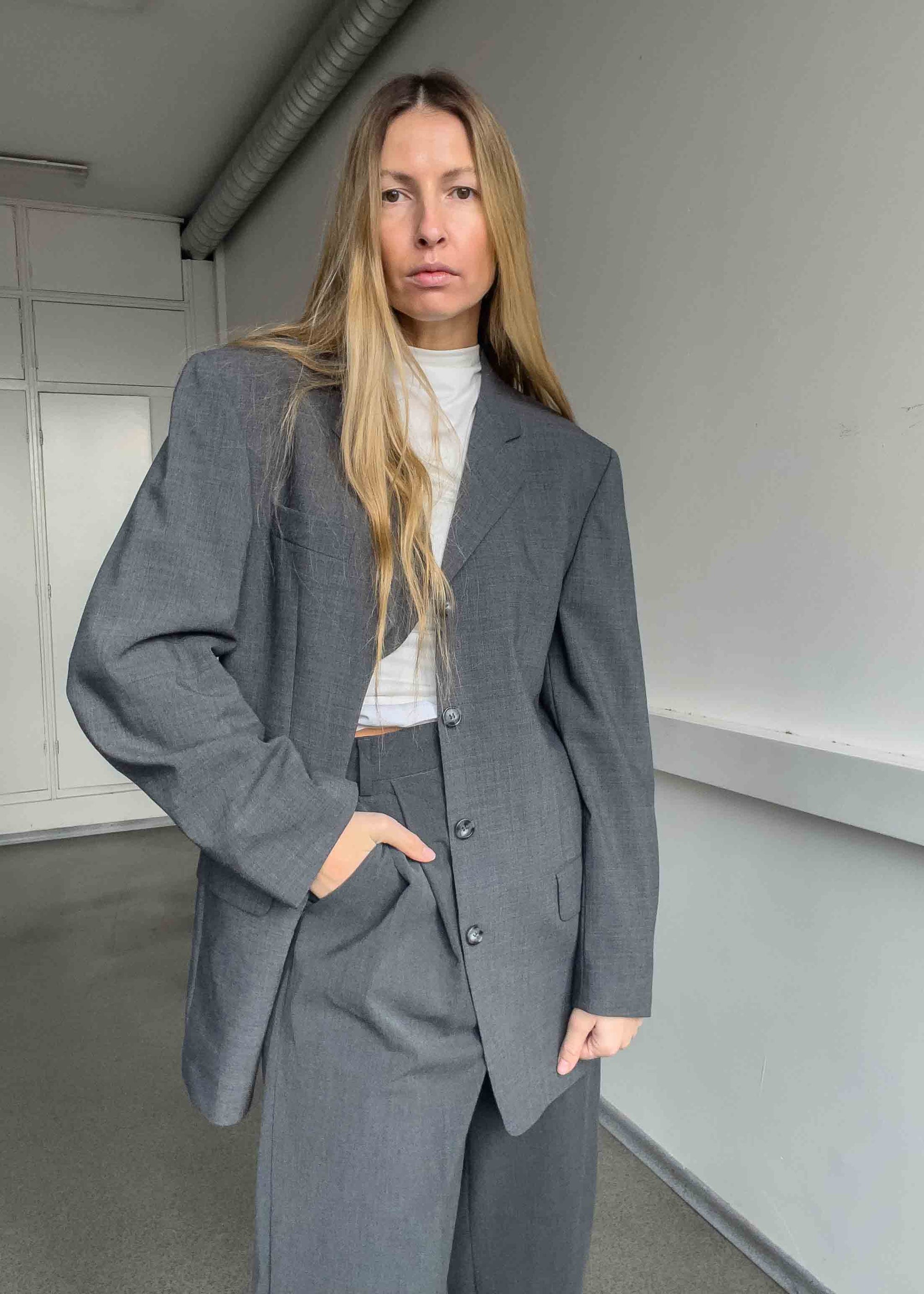 Vintage Grey Oversized Blazer