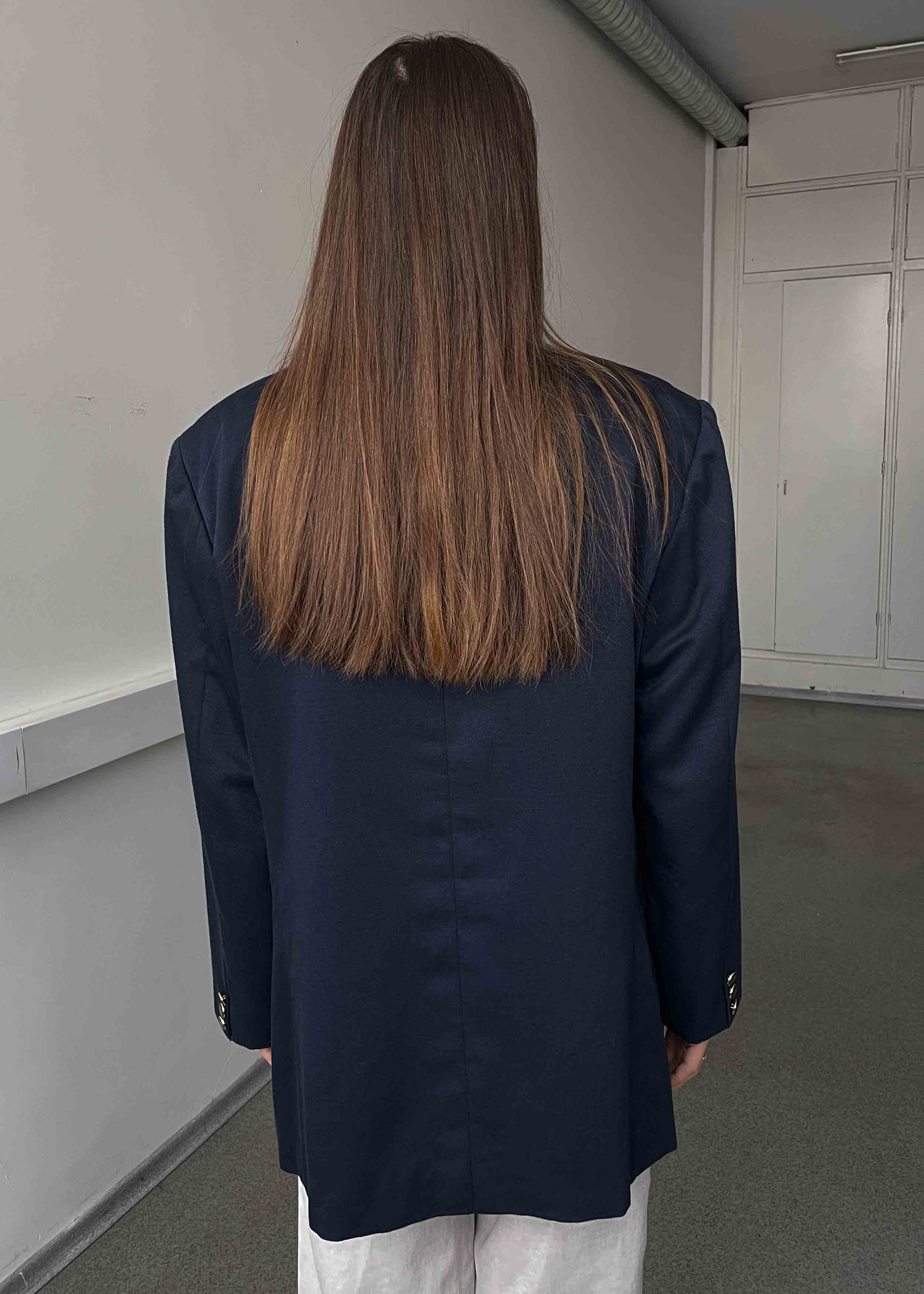 Vintage Navy Blue Oversized Double Breasted Blazer
