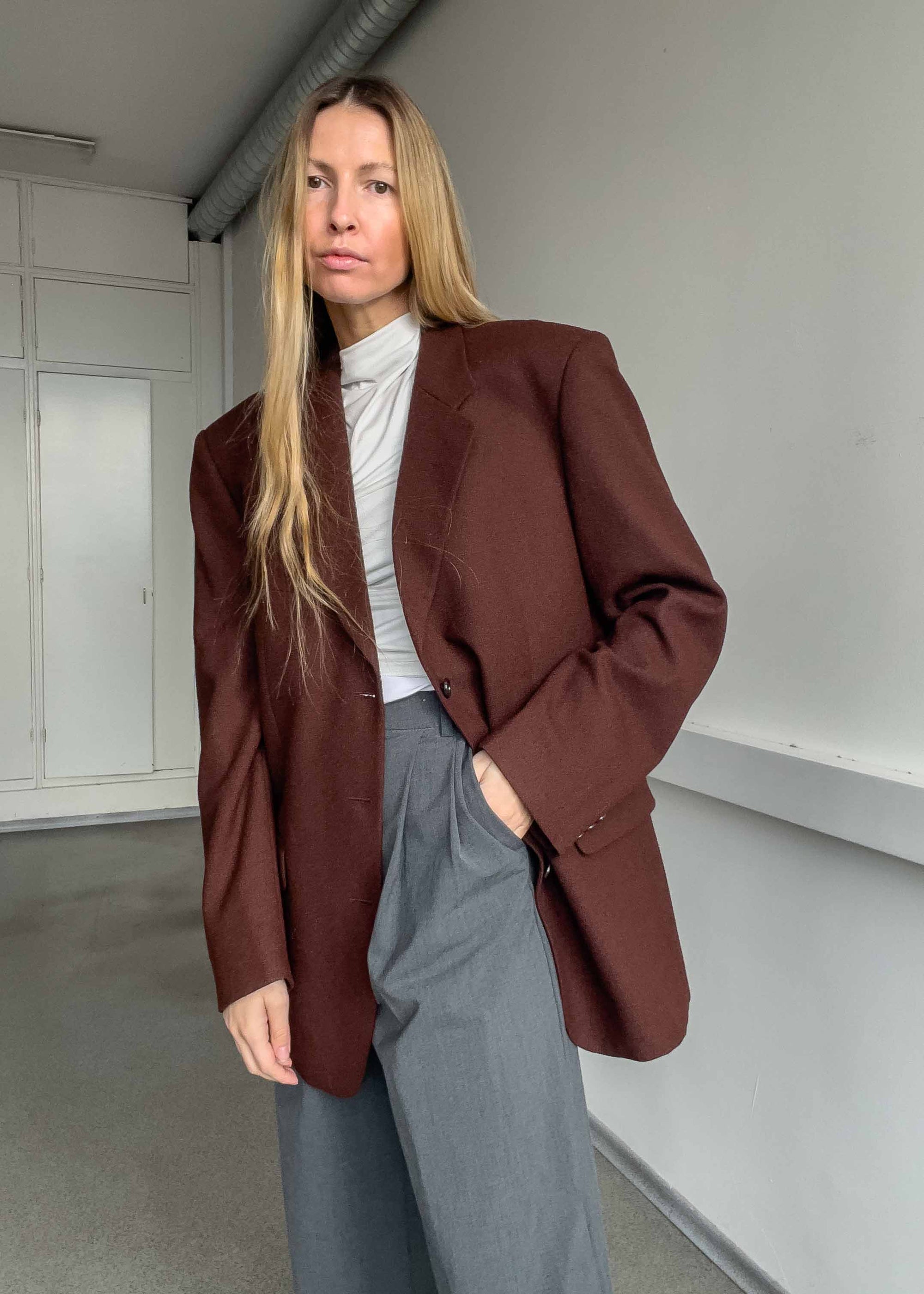 Vintage Burgundy Oversized Blazer