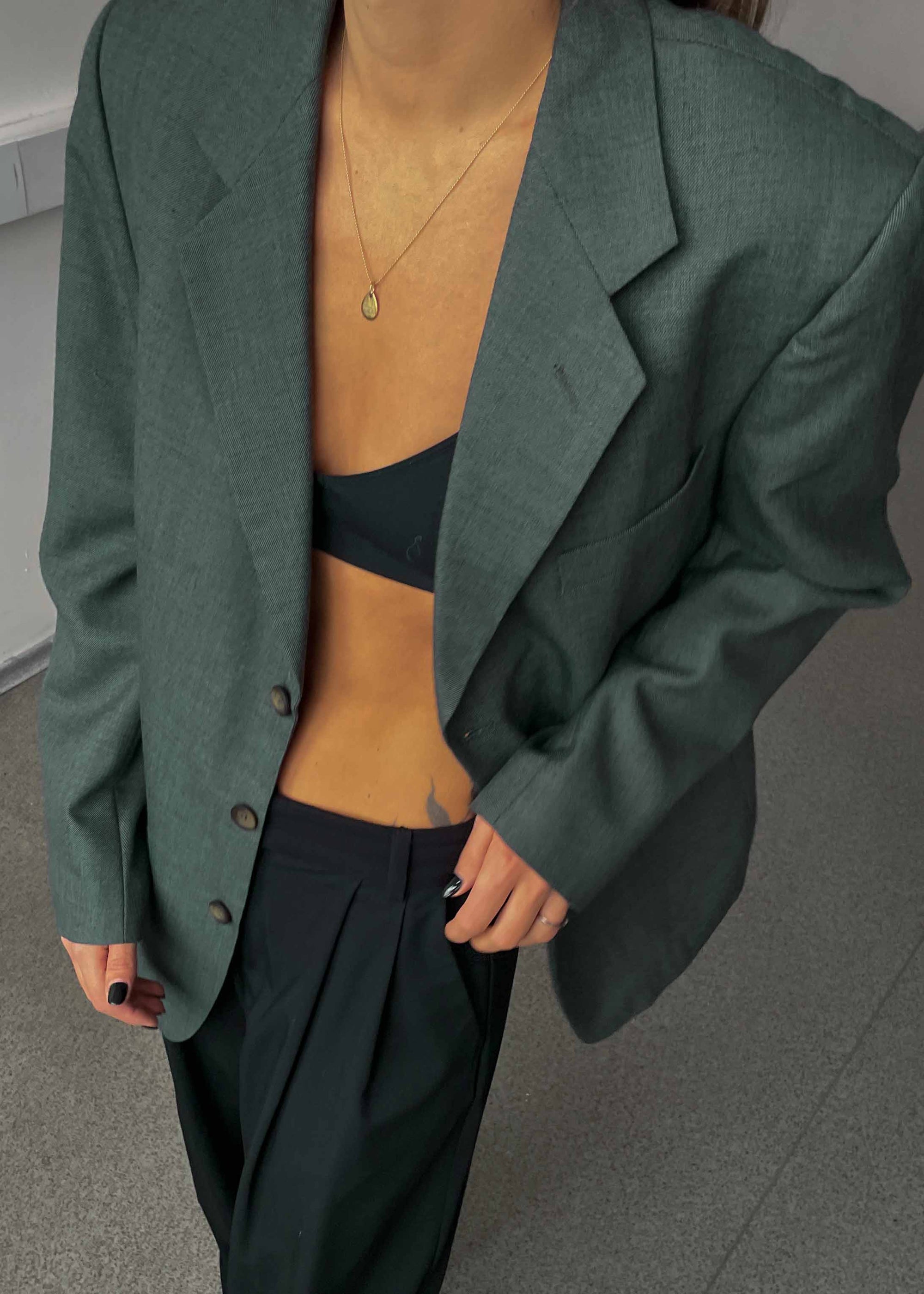 Vintage Green Oversized Blazer