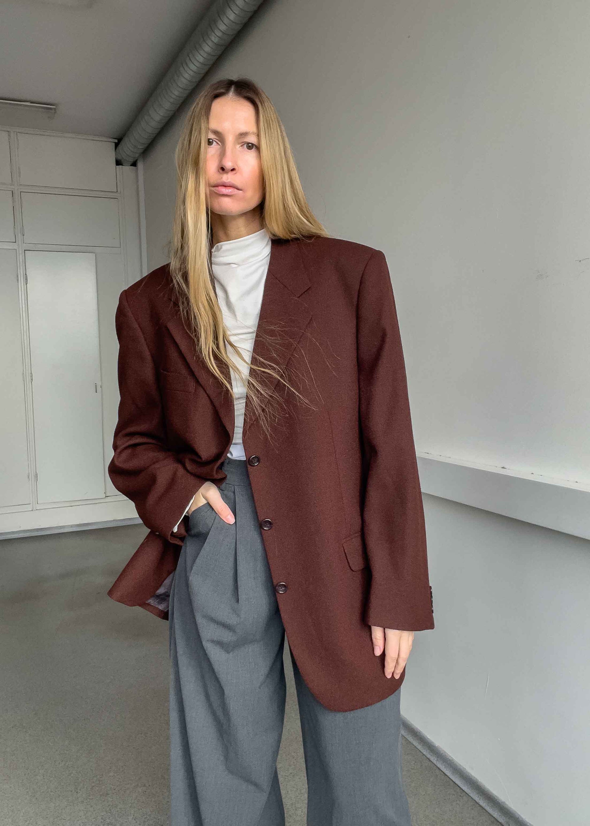 Vintage Burgundy Oversized Blazer