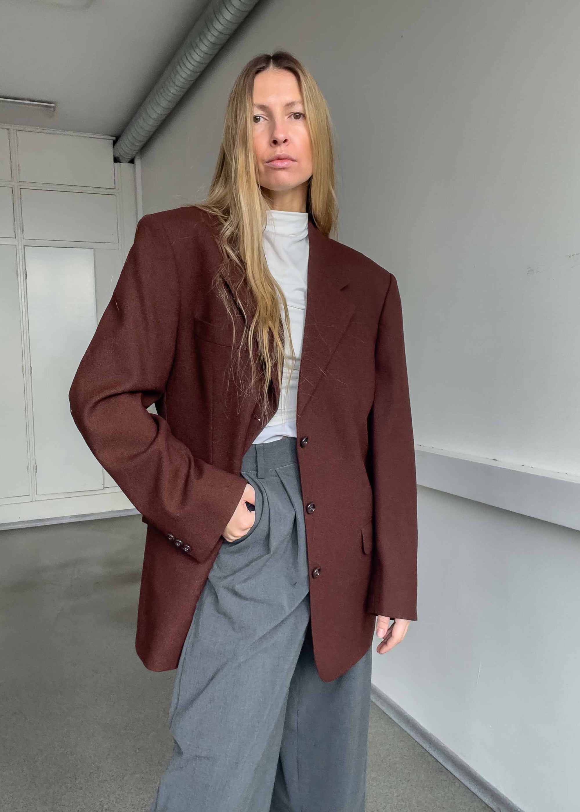 Vintage Burgundy Oversized Blazer