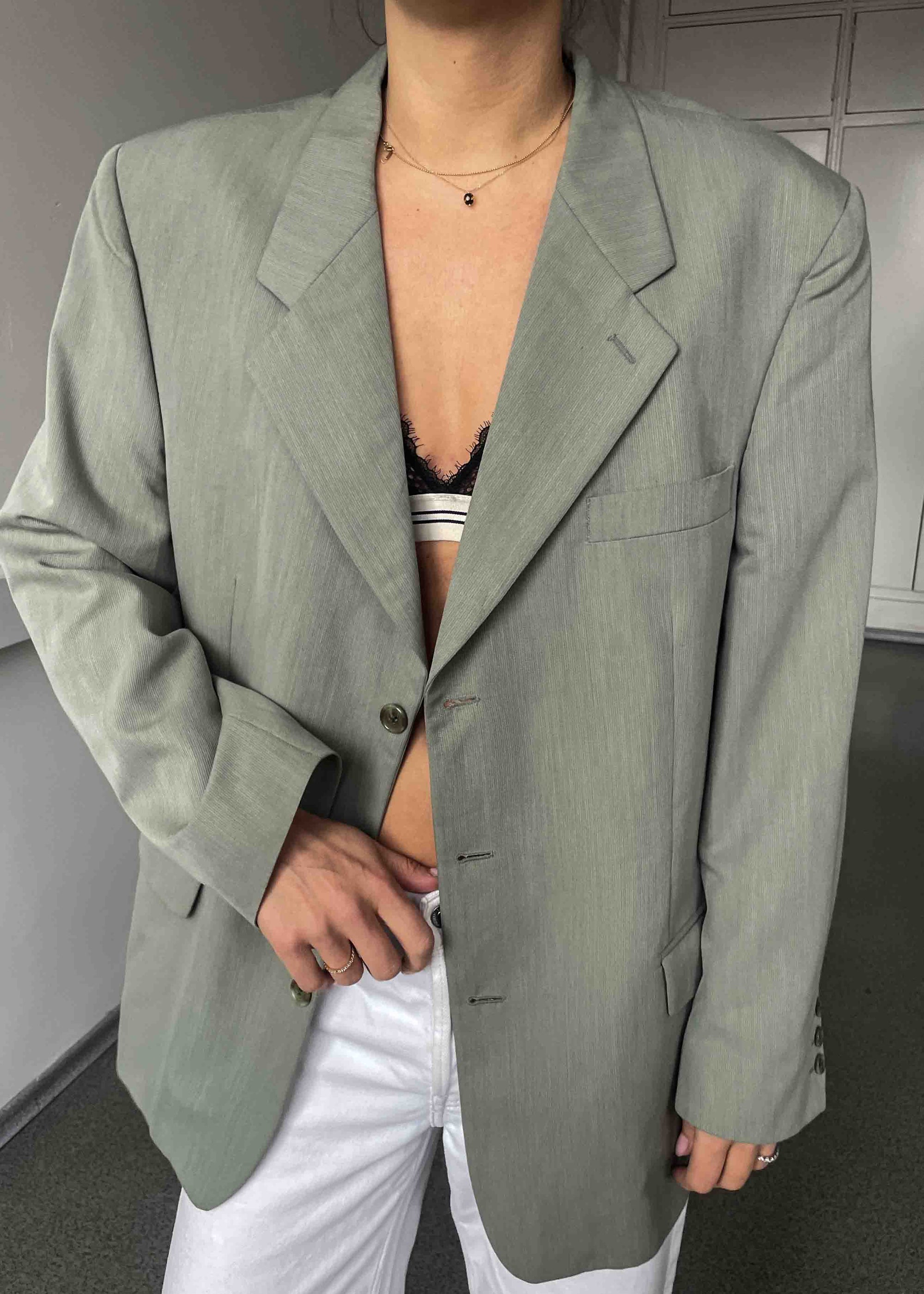 Vintage Light Green Oversized Blazer