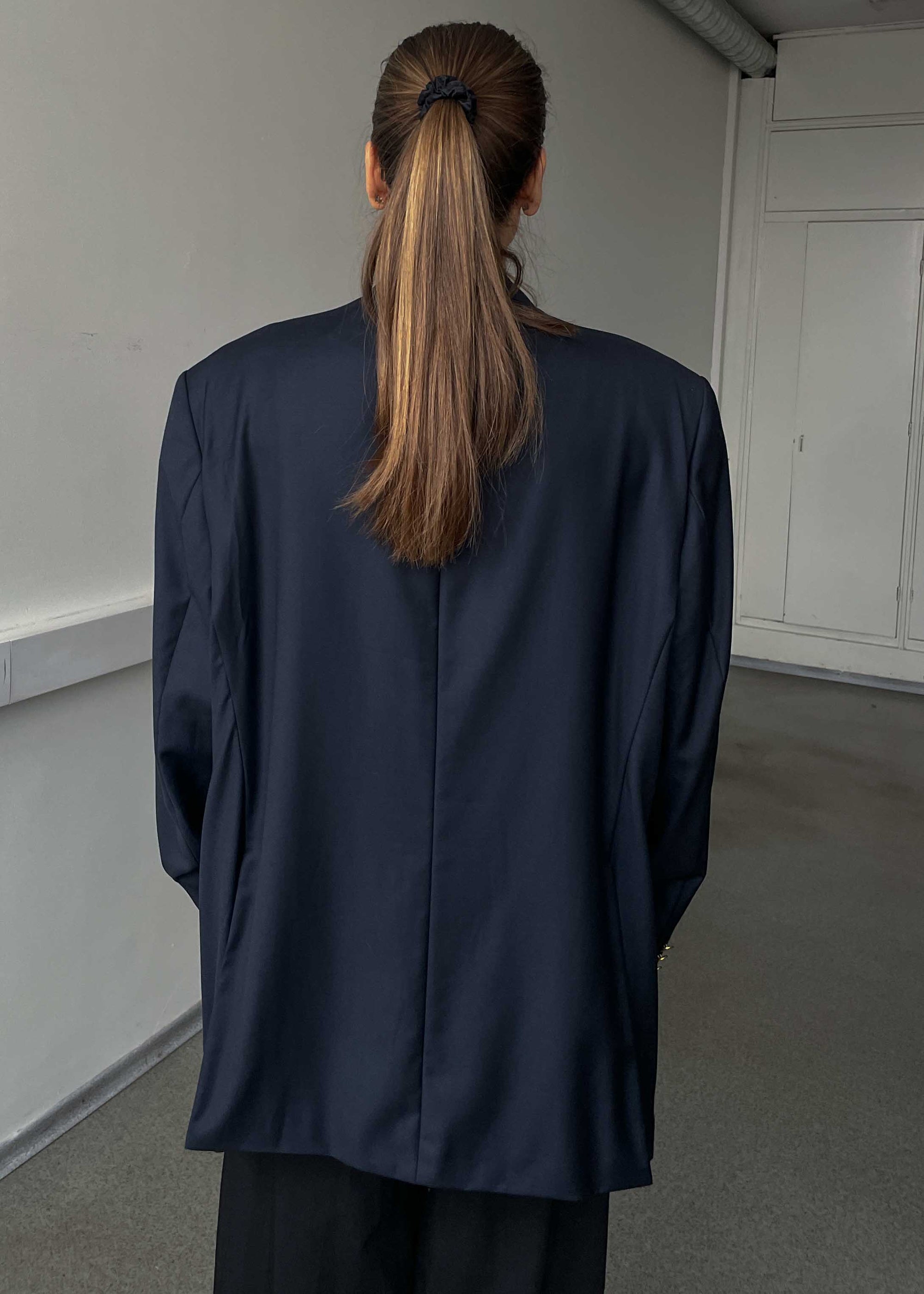 Vintage Navy Blue Oversized 100% WOOL Blazer