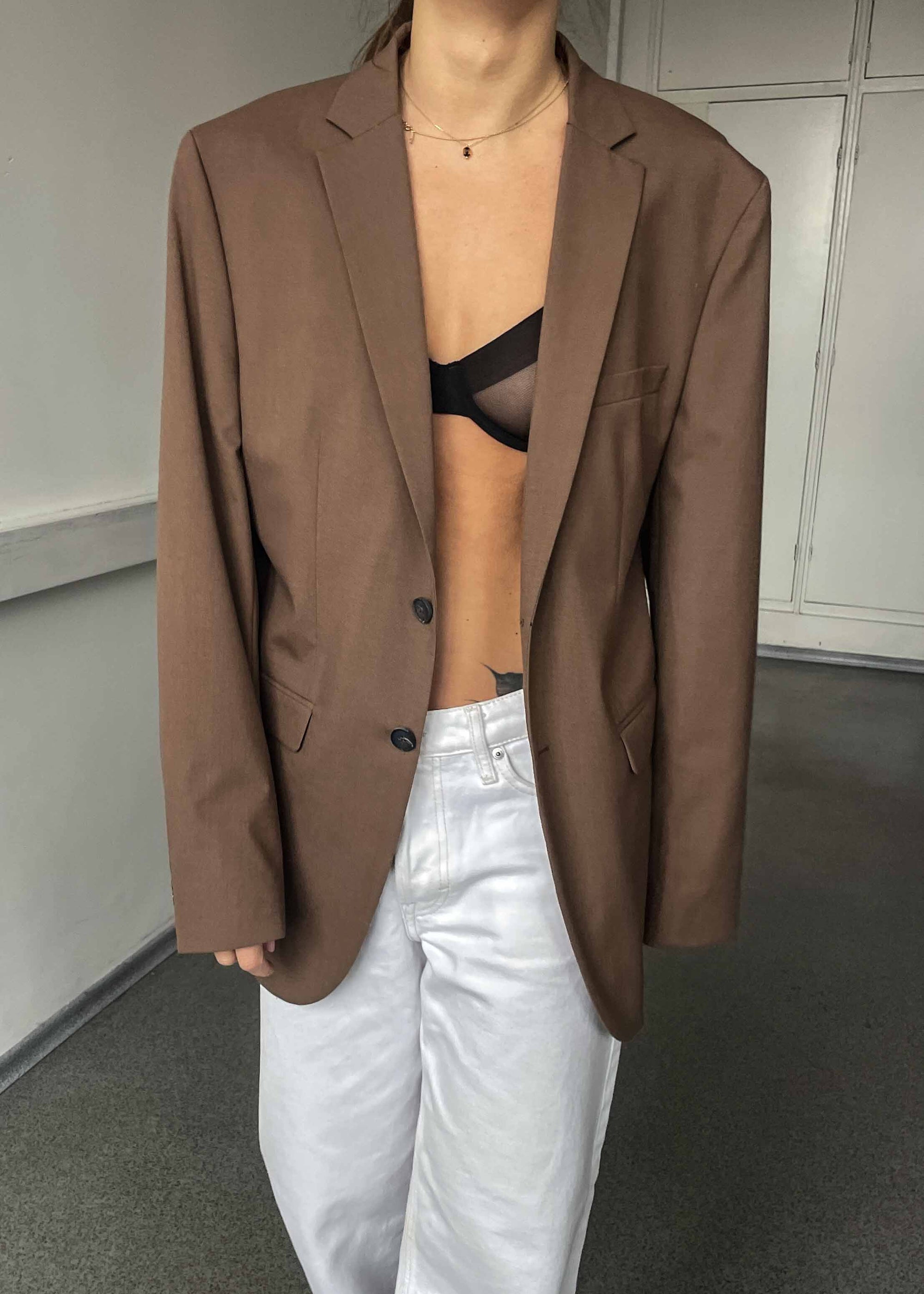 Vintage Mocha Brown Oversized Blazer