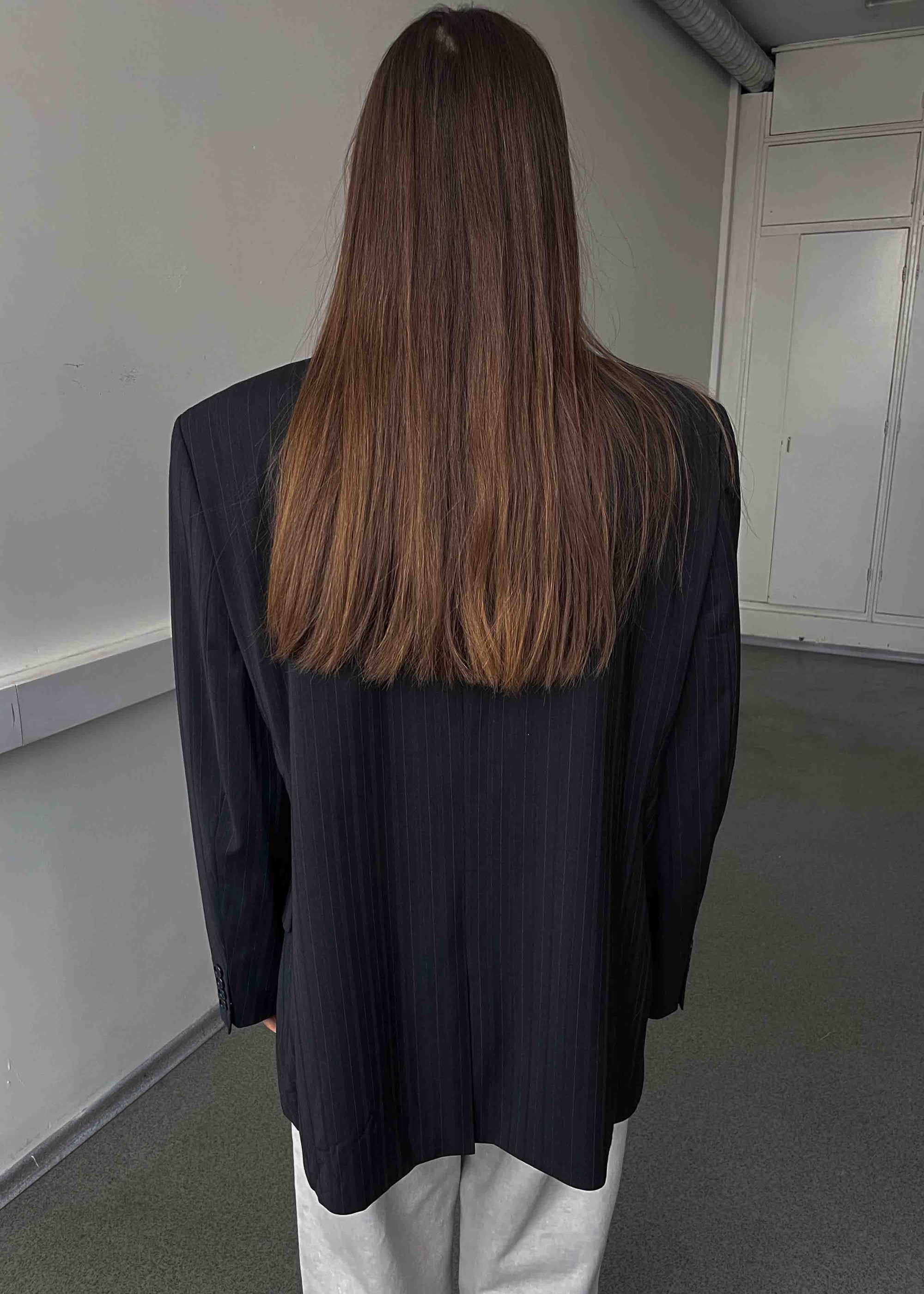 Vintage Grey / Brown Striped Oversized Blazer