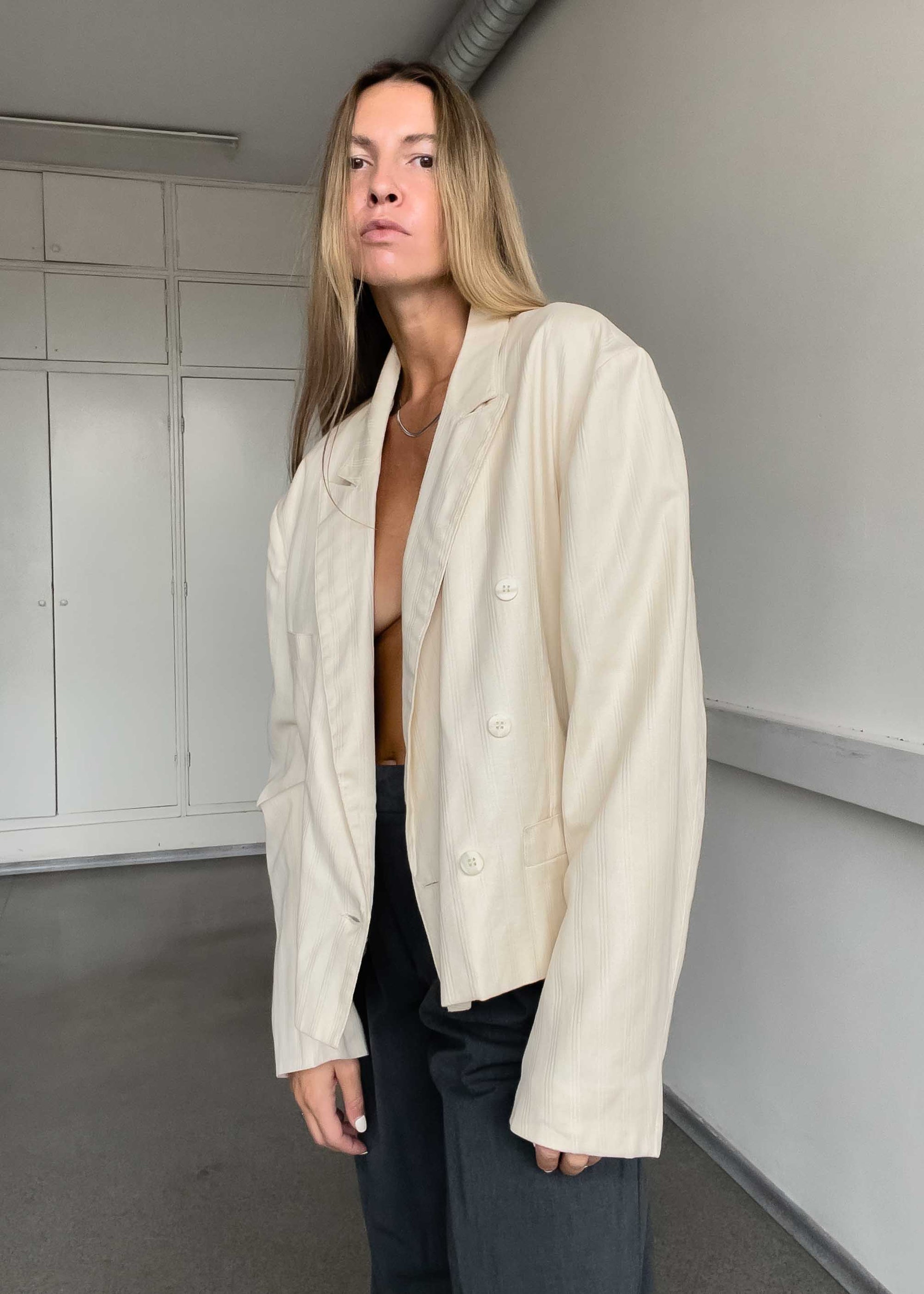 Vintage Light Crop Double Breasted Blazer