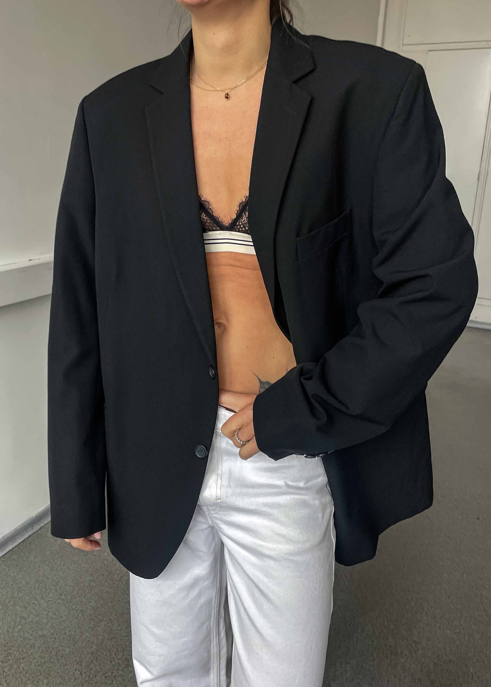 Vintage Classic Black Oversized Blazer by SERGIO ROSSI