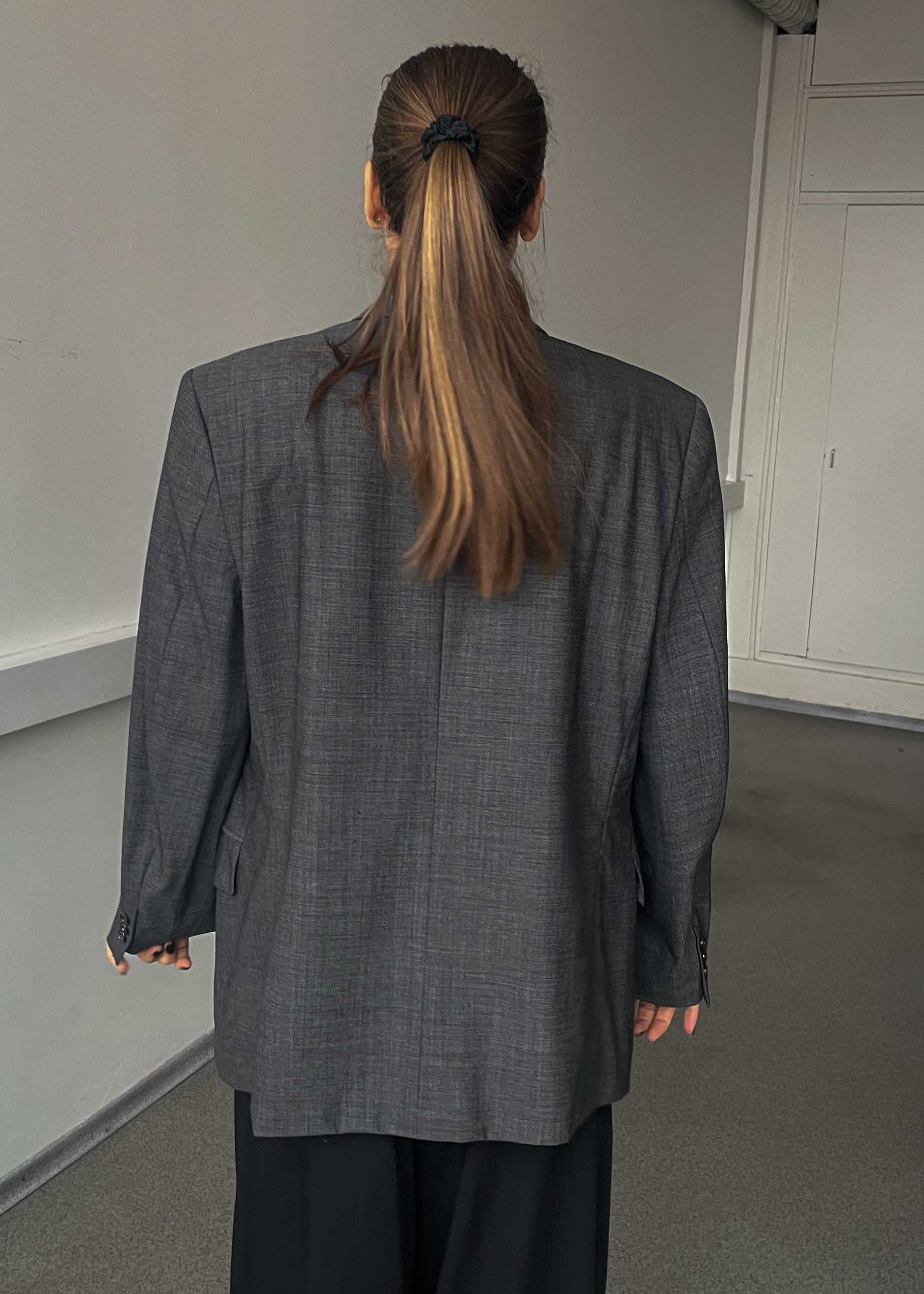 Vintage Grey Patterned Oversized Blazer