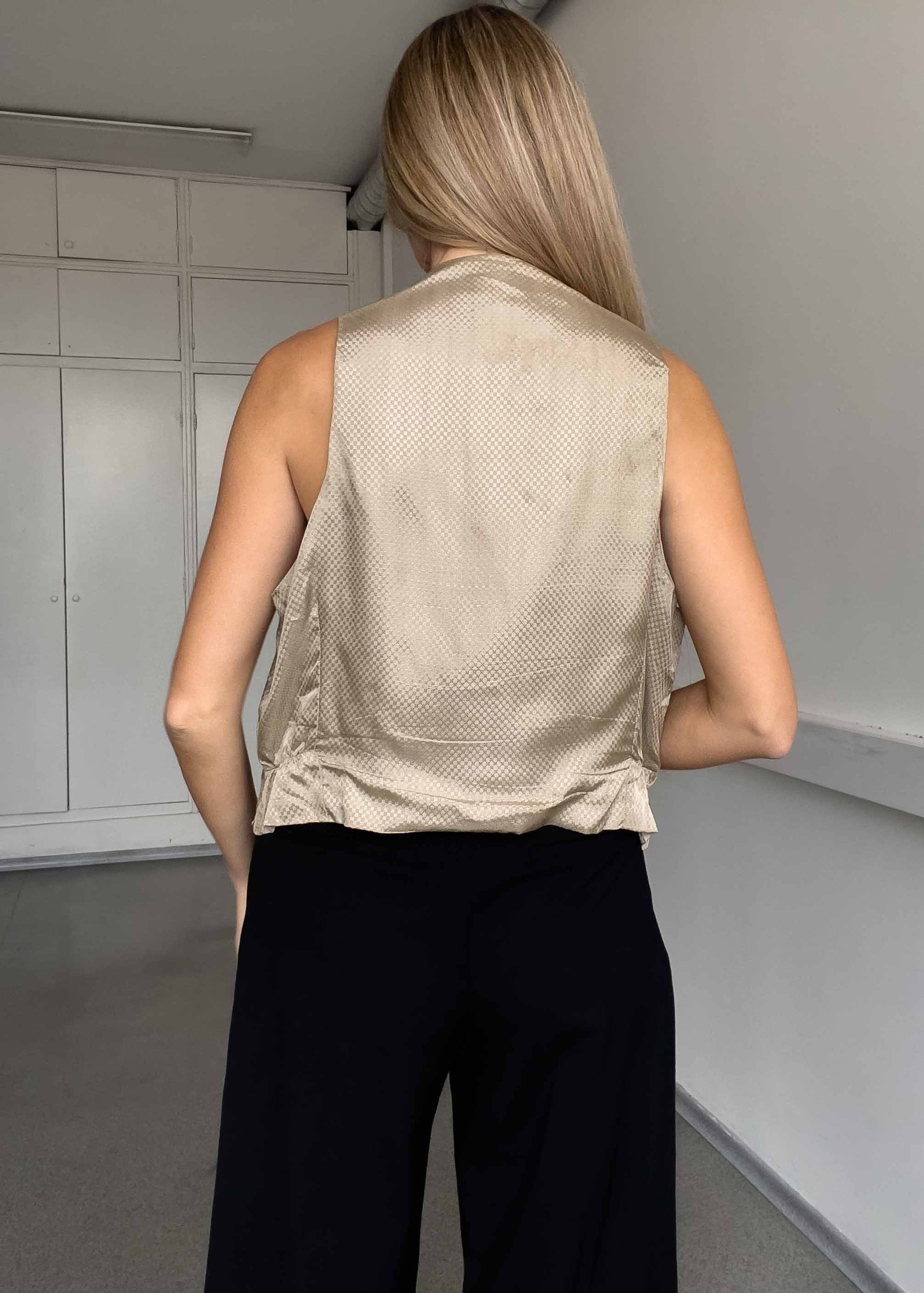 Vintage Brown Stripy Oversized Vest