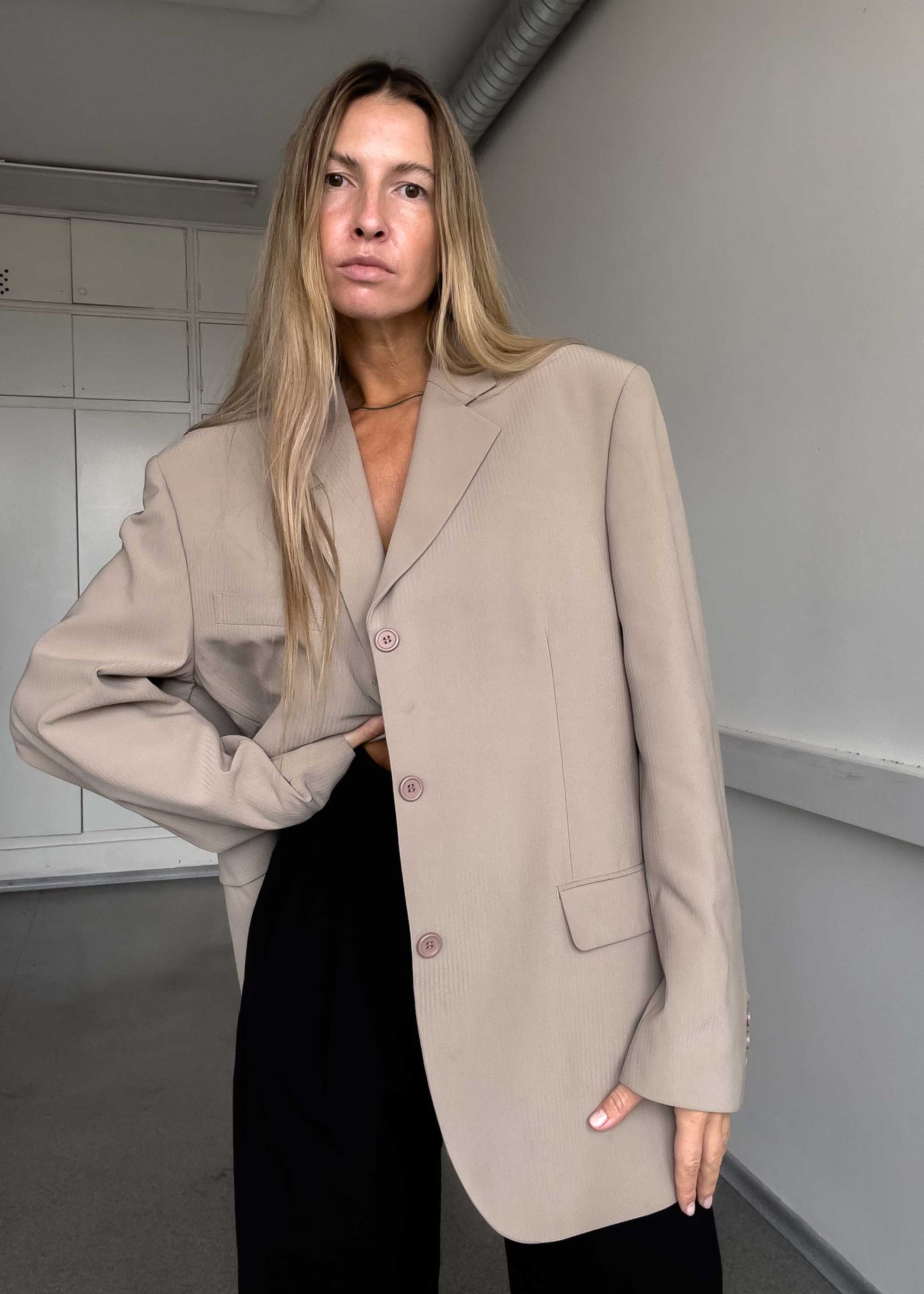 Vintage Beige Oversized Blazer