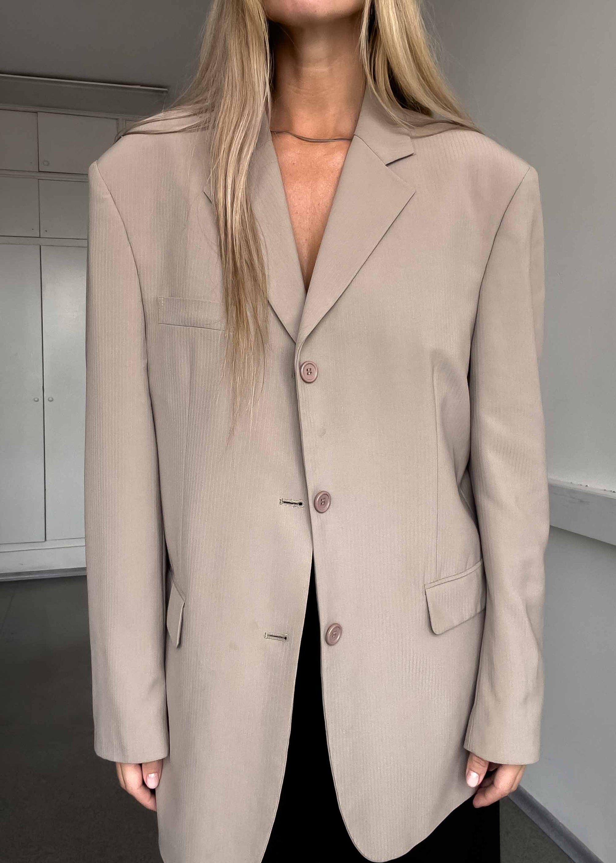 Vintage Beige Oversized Blazer