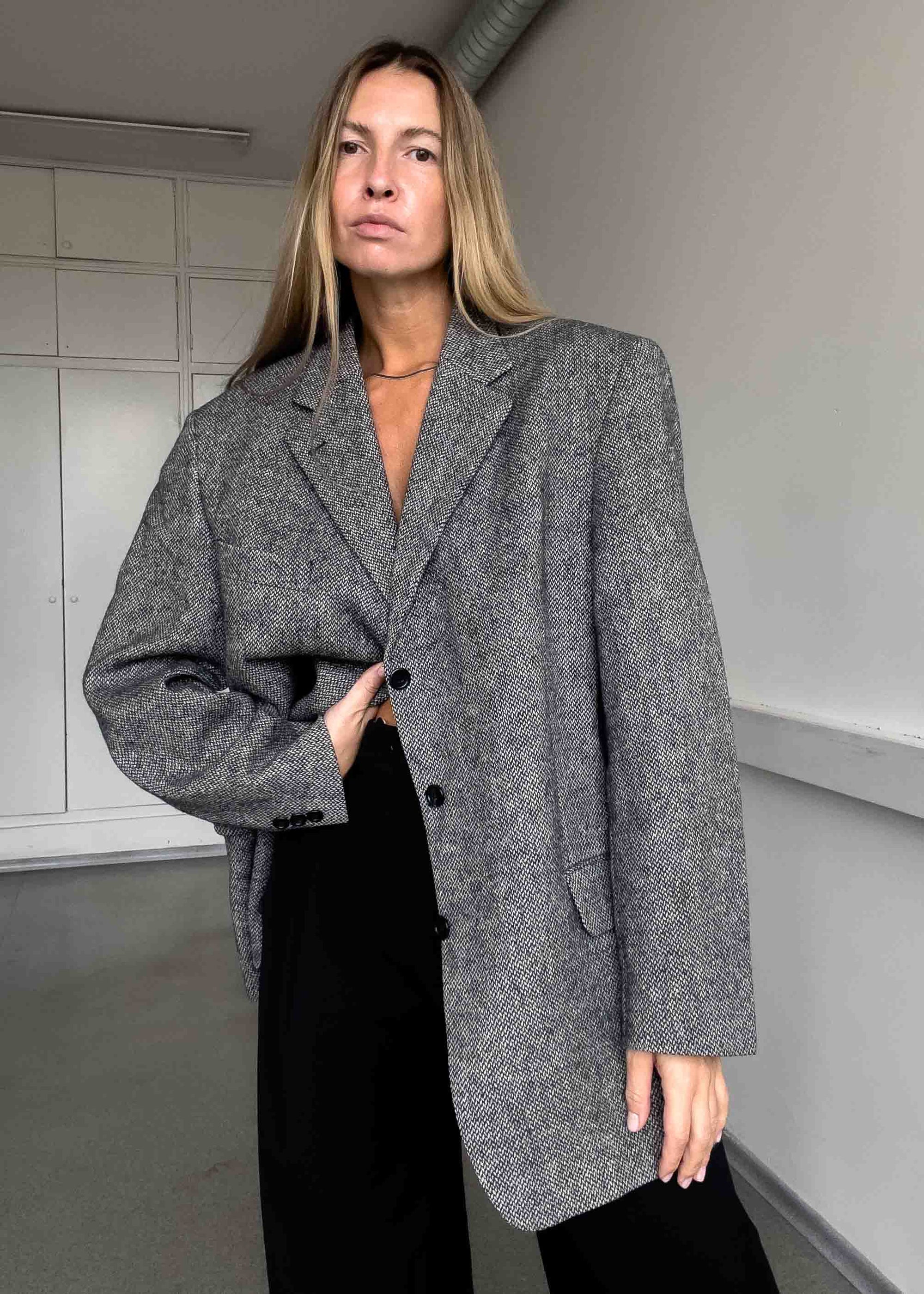 Vintage Grey Oversized Blazer