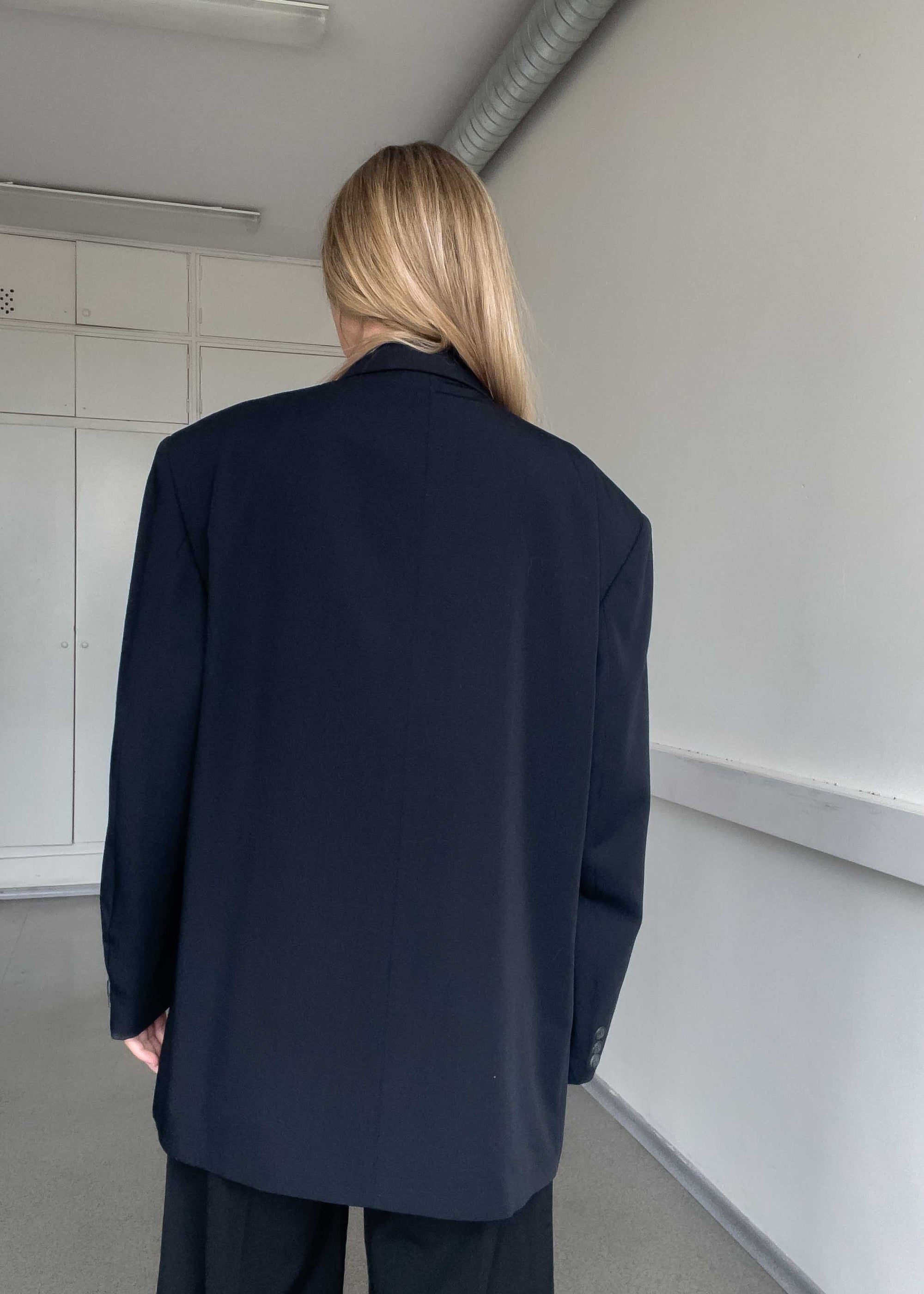 Vintage Navy Blue Oversized Double Breasted Blazer