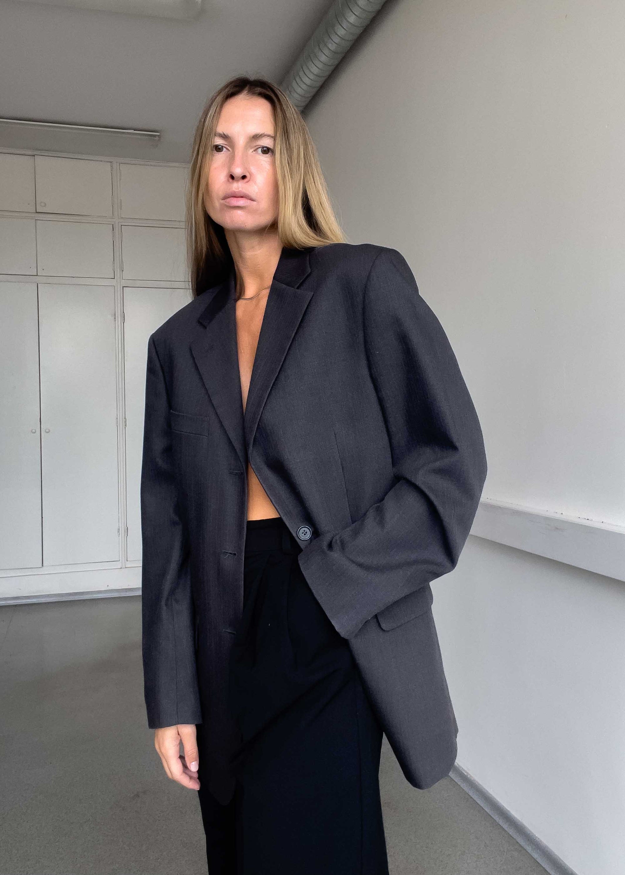 Vintage Grey Oversized Blazer