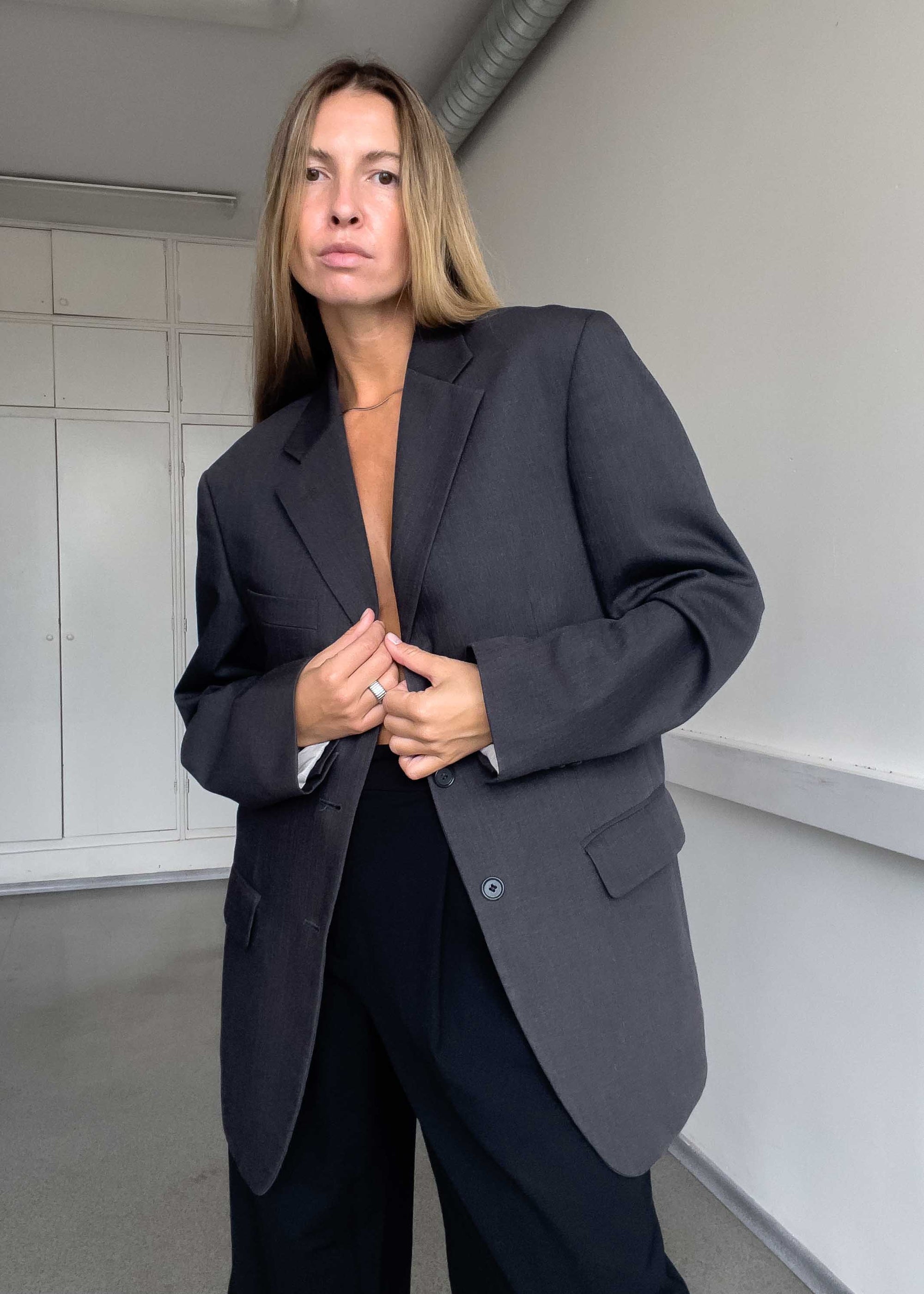 Vintage Grey Oversized Blazer