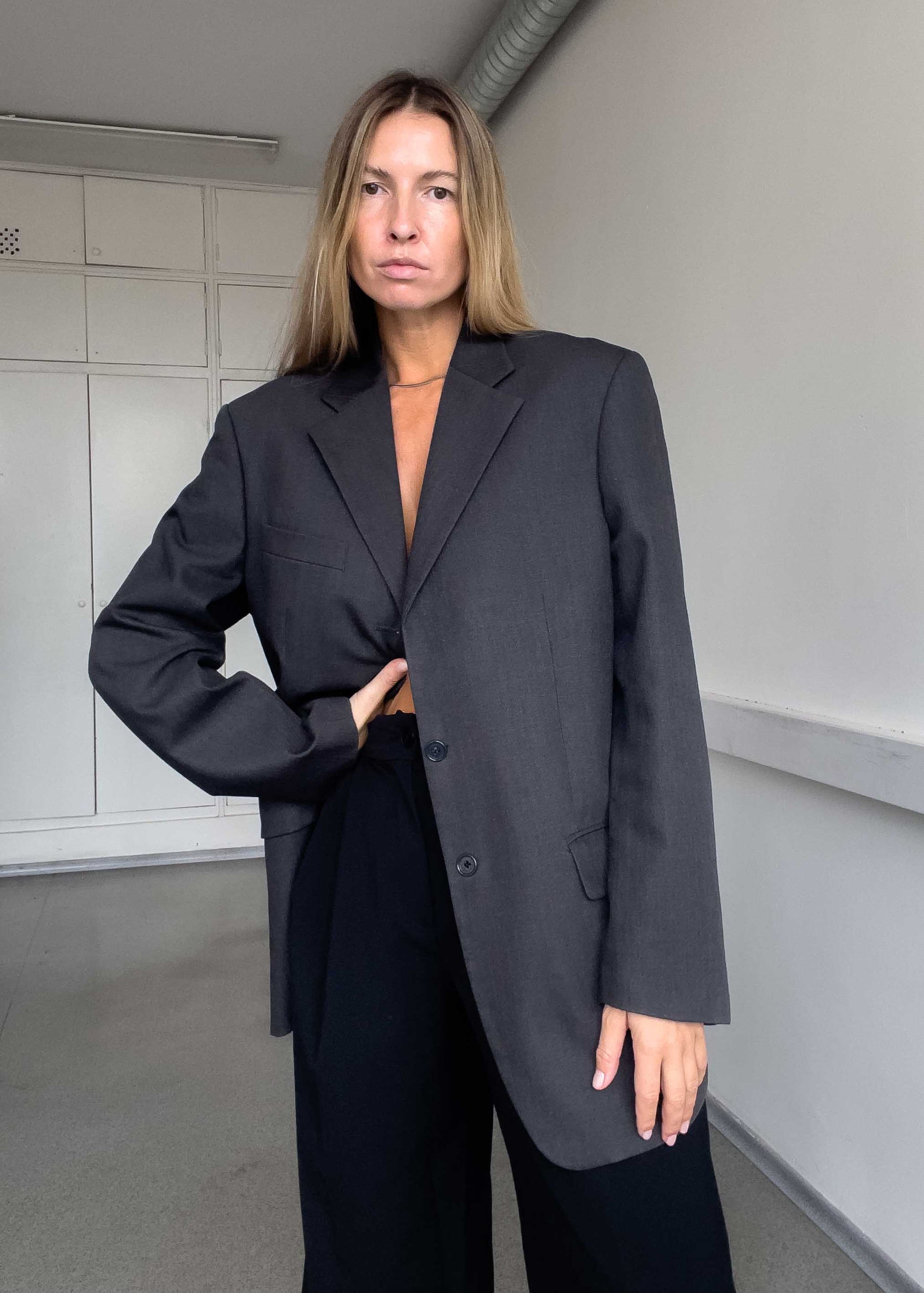 Vintage Grey Oversized Blazer