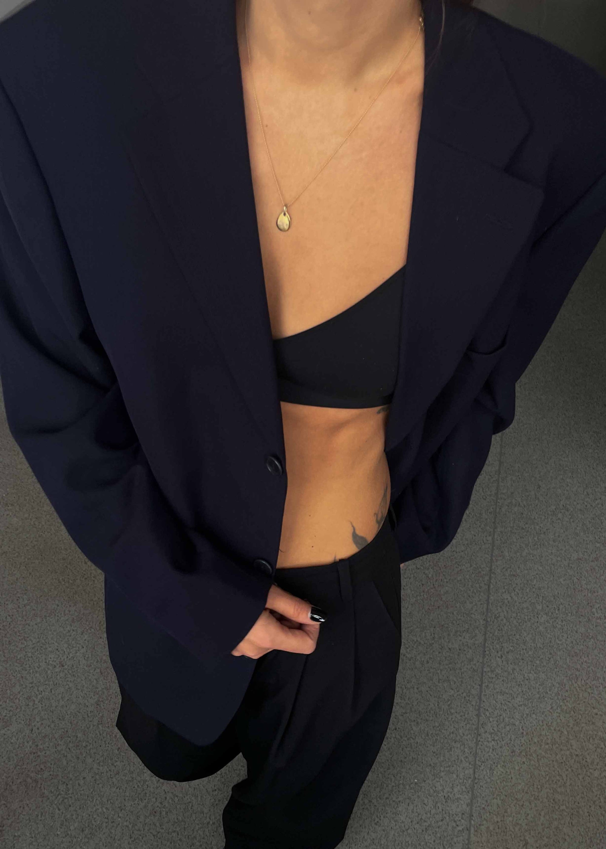 Vintage Navy Blue Oversized 100% WOOL Blazer