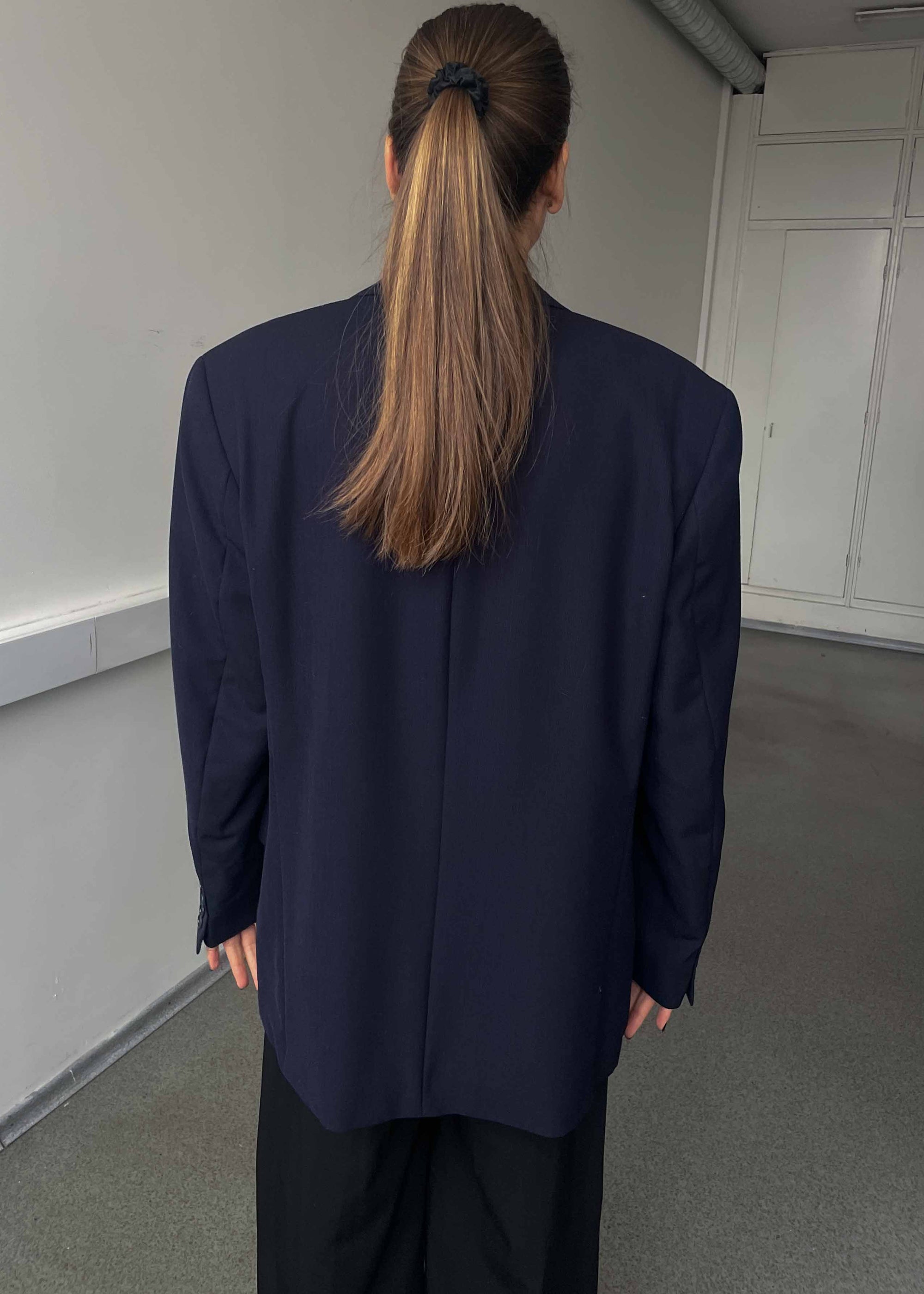 Vintage Navy Blue Oversized 100% WOOL Blazer