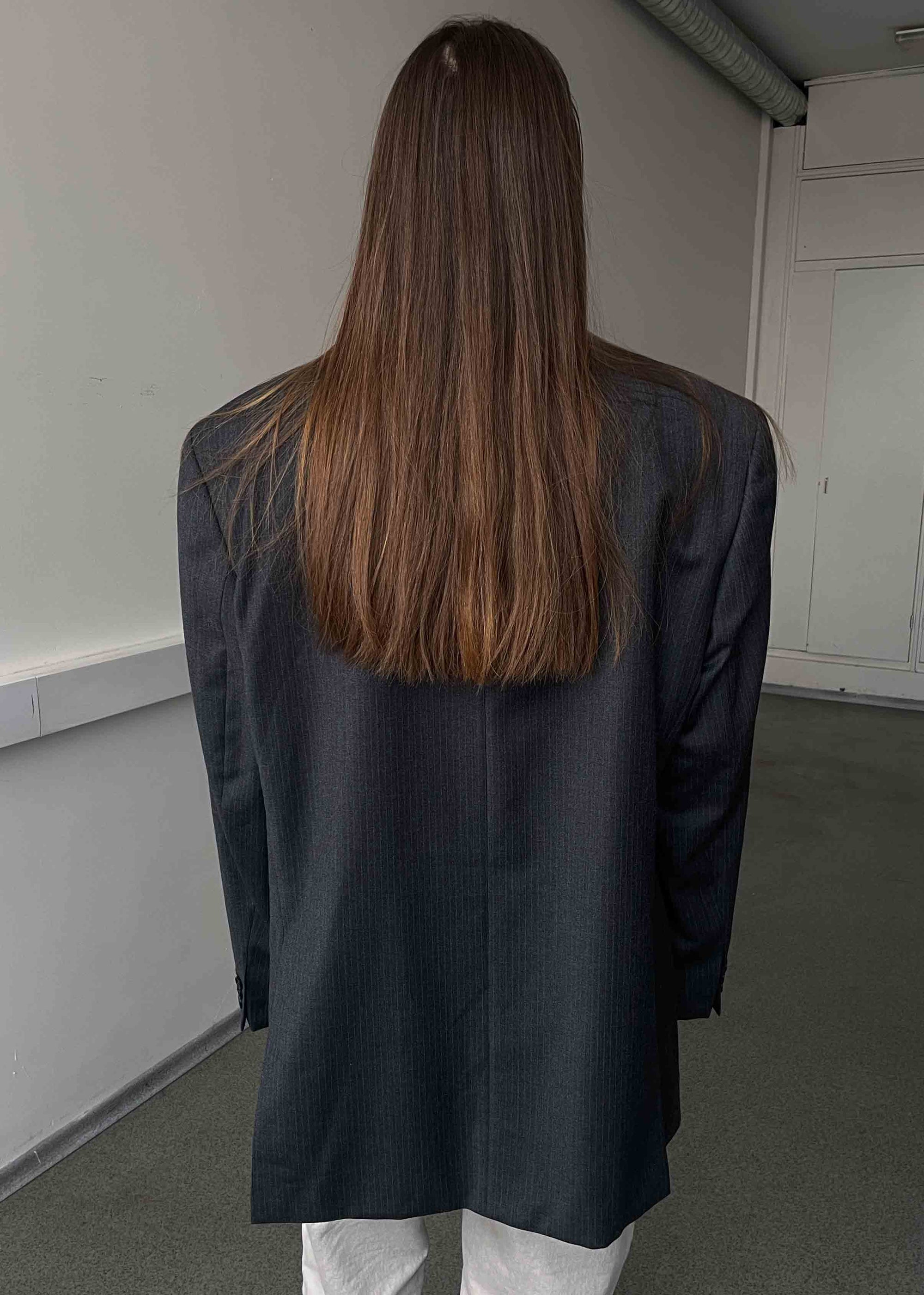 Vintage Grey Stripped Oversized 100% WOOL Blazer