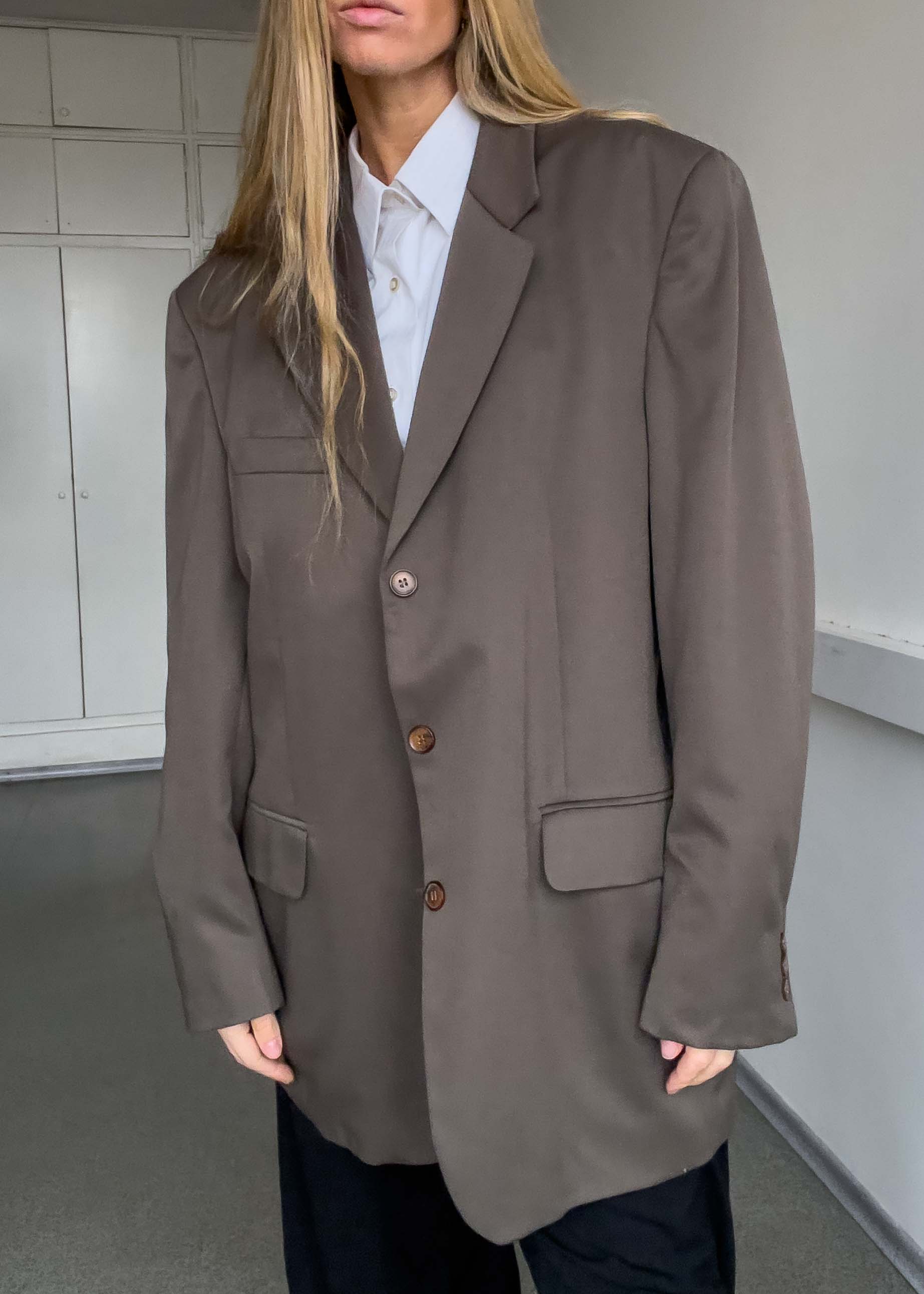 Vintage Khaki Brown Oversized Blazer